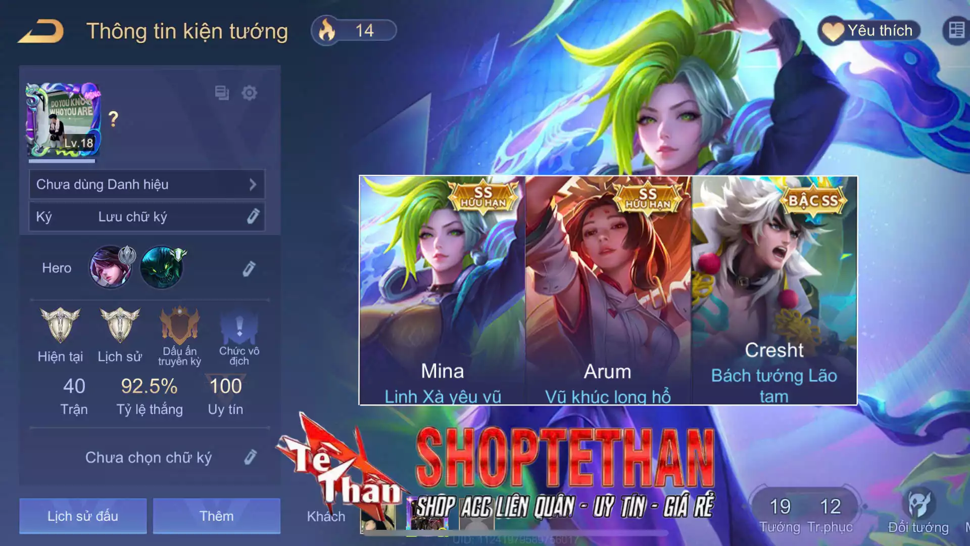 CHAM SP, Mina Linh Xà yêu vũ, Arum Vũ khúc long hổ, Cresht Bách Tướng Lão Tam...TRẮNG THÔNG TIN