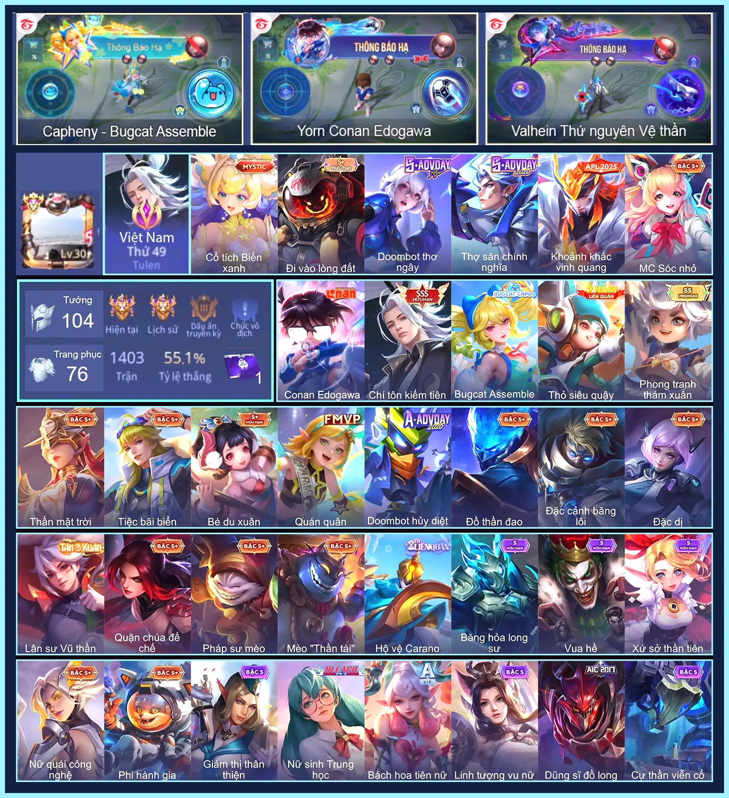 CỤC TÍM TULEN, Yorn Conan Edogawa, Capheny Bugcat Assemble, Tulen Chí tôn kiếm tiên...