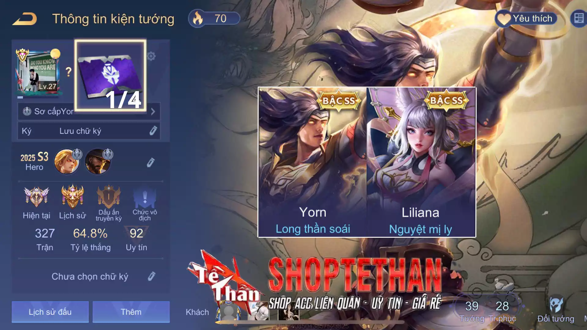 Yorn Long thần soái, Liliana Nguyệt mị ly...TRẮNG THÔNG TIN