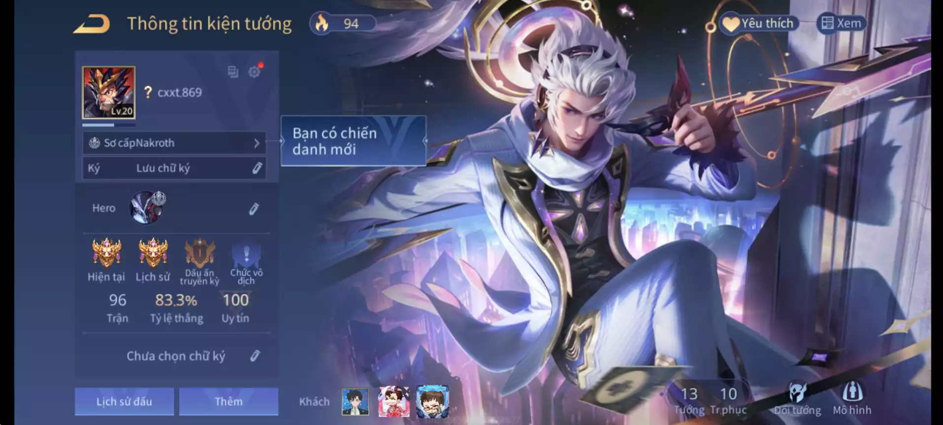 Nakroth Bạch diện chiến thương, Full Phụ Kiện... CHỈ CÀI SĐT