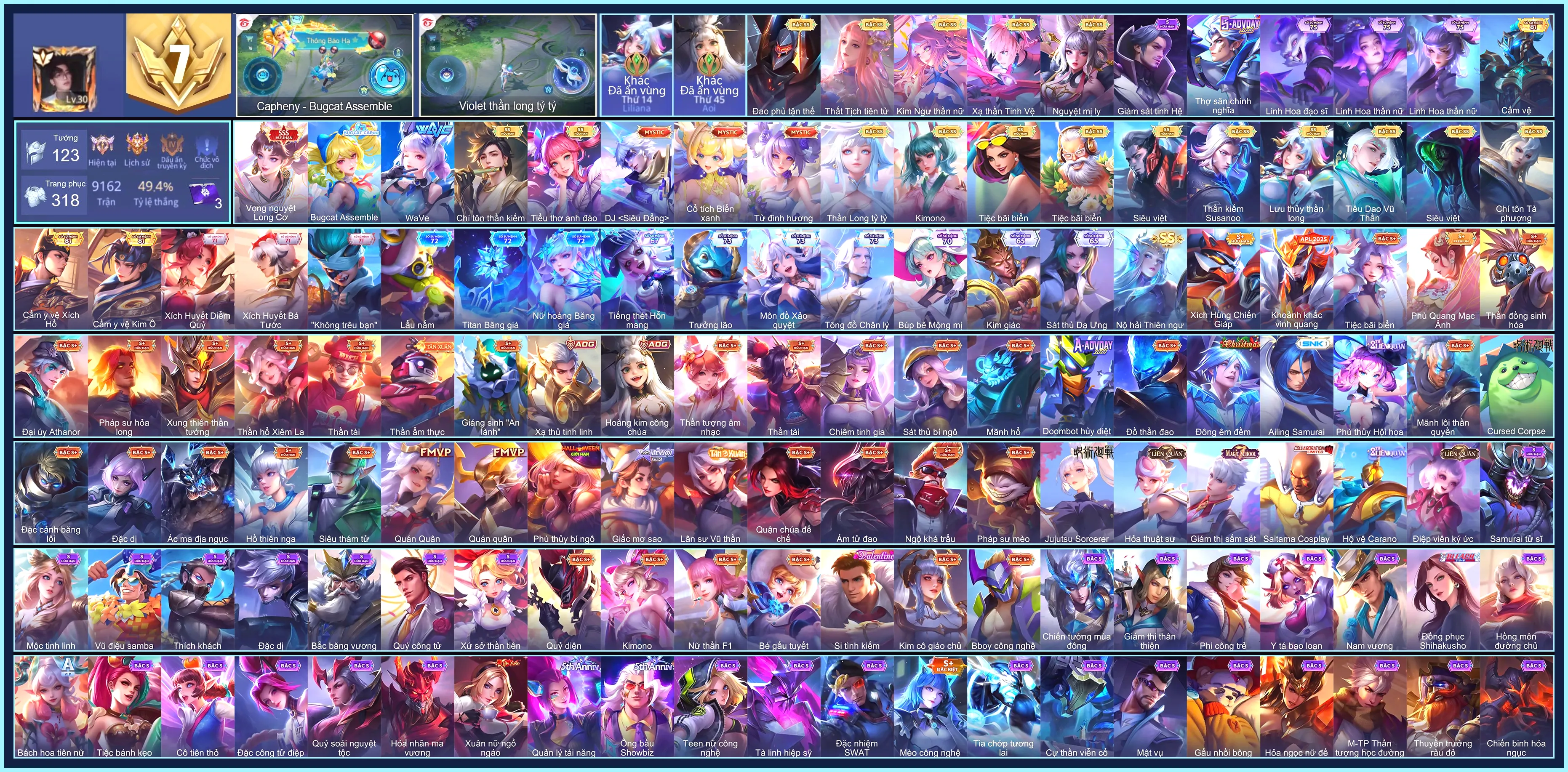 Violet Vọng nguyệt Long Cơ, Capheny Bugcat Assemble, Lili wave, Murad chí tôn....