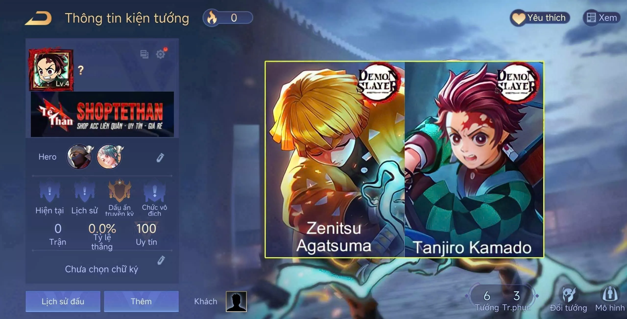 ACC REG: Yan tanjiro kamado + Murad zenitsu Agatsuma, sẵn tướng, trắng thông tin, free đổi tên