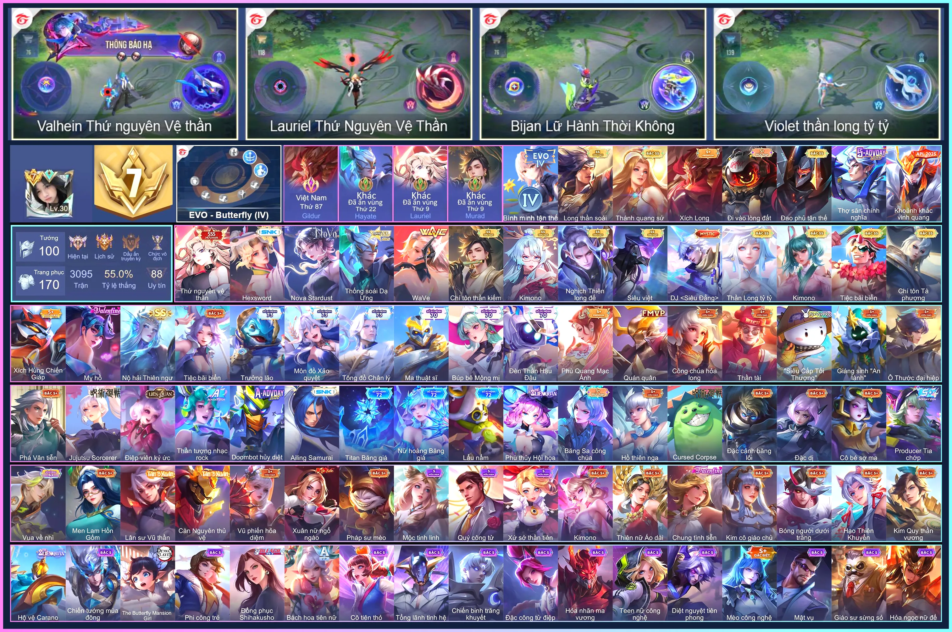 (SALE) CHUYÊN NỮ: Charlotte Hexsword, Lauriel Thứ nguyên vệ thần, Veres Kimono, Lauriel Thánh quang sứ, Zata Chí tôn Tà Phượng, Omen Đao phủ tận thế, Ilumia Nộ hải Thiên ngư...
