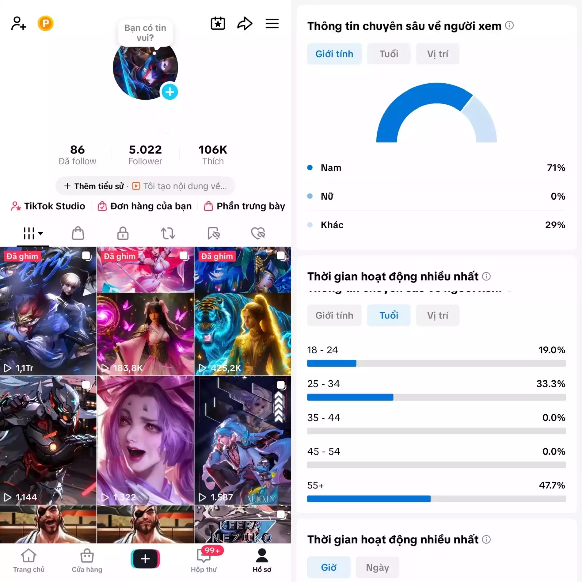 Tài khoản người dùng, đầy đủ chức năng, đổi được tên, id, username. Hỗ trợ liên kết và bảo mật thông tin chính chủ khi mua tài khoản.