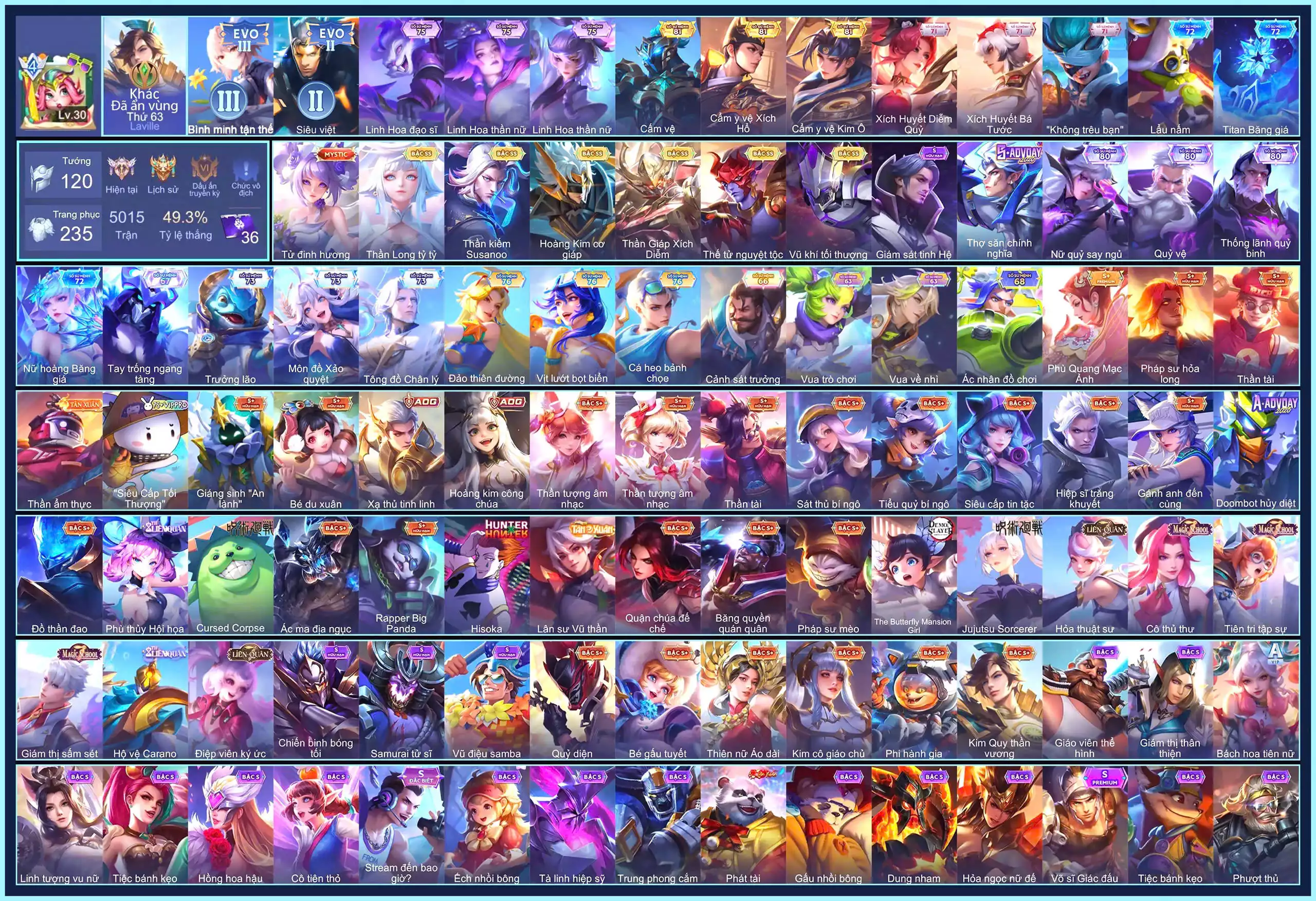 Valhein Vũ khí tối thượng, Yorn Thế Tử Nguyệt Tộc, Violet Thần long tỷ tỷ, Richter Kiếm thần Susanoo, Ngộ Không Thần Giáp Xích Diễm, Bijan Hoàng kim cơ giáp, Cap Tử Đinh Hương, Marja Phù Quang Mạc Ảnh...