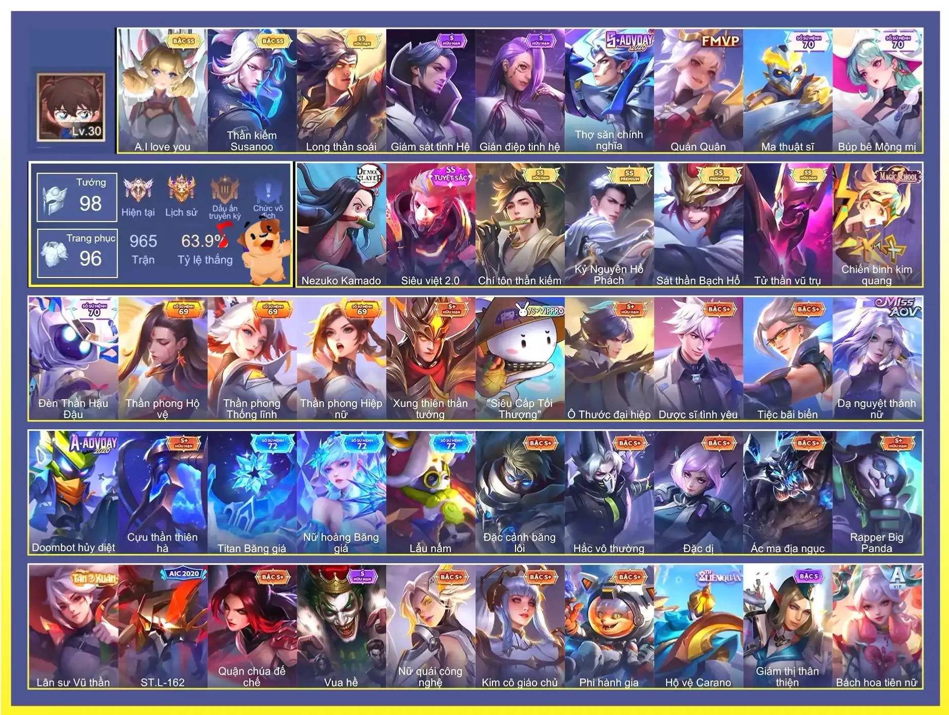 Veera A.I Love you, Murad Chí tôn thần kiếm, Richter Kiếm thần Susanoo, Florentino Kỷ Nguyên Hổ Phách, Enzo Sát thần Bạch Hổ, Yorn Long thần soái, Hayate Tử thần vũ trụ…