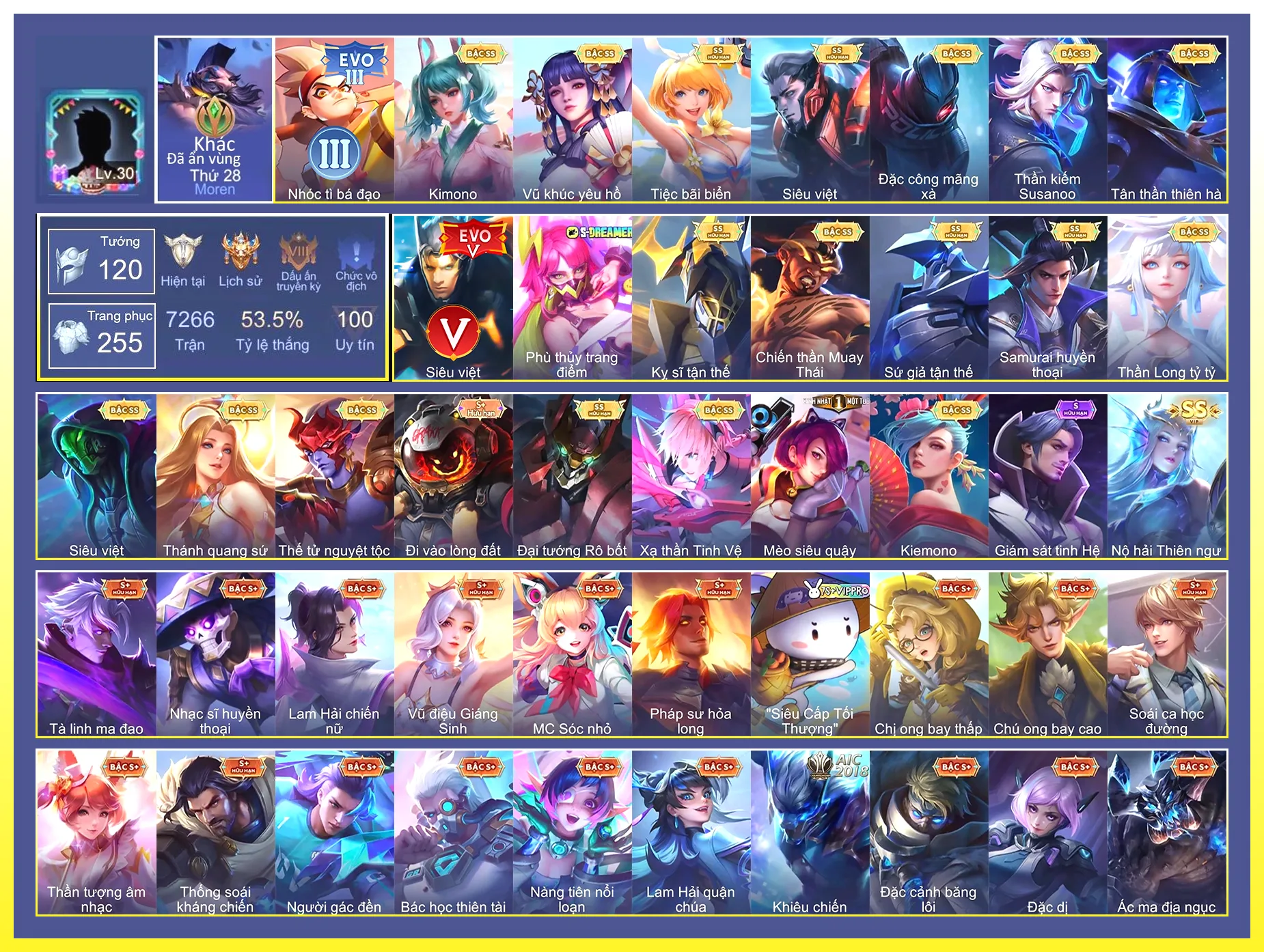 Nak evo 5, Triệu vân kỵ sĩ, Raz thái, Elsu sứ giả, Ryoma samurrai, Vio tỷ tỷ…