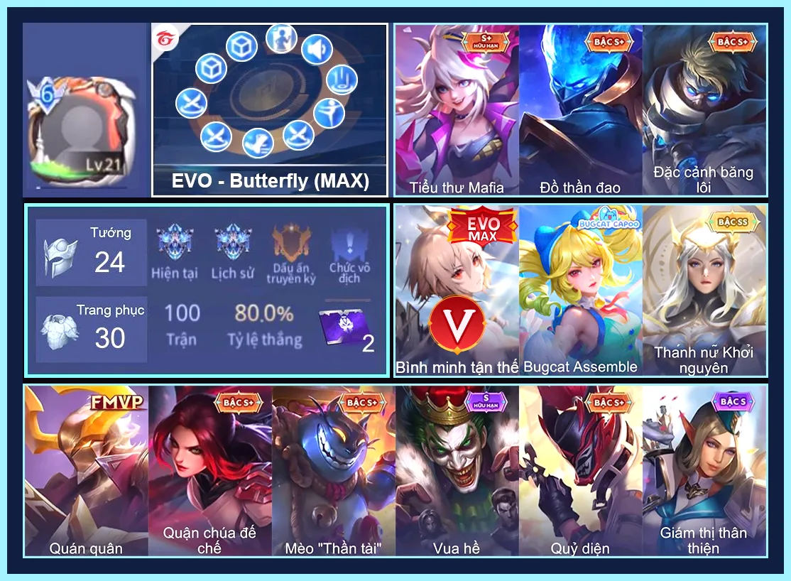 Butterfly evo 5 max, Butterfly Thánh nữ khởi nguyên, Capheny Bugcat Assemble... CHỈ CÀI SĐT