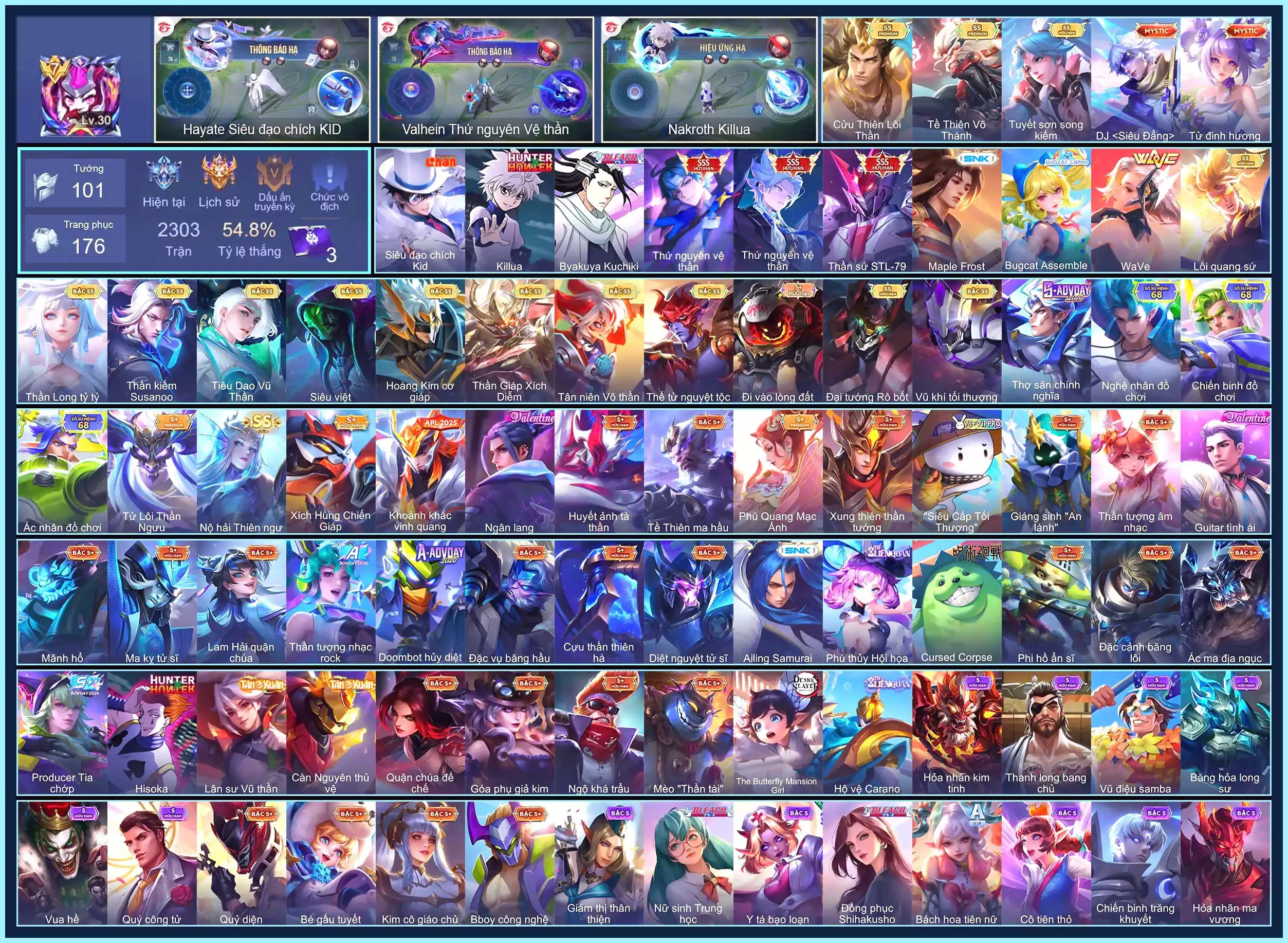Ảnh Ryoma Maple Frost, Hayate Siêu đạo chích Kid, Nakroth Killua, Murad Byakuya Kuchik, Valhein Thứ Nguyên Vệ Thần, Nakroth thứ nguyên vệ thần, Tulen Thần sứ ST.L-79...