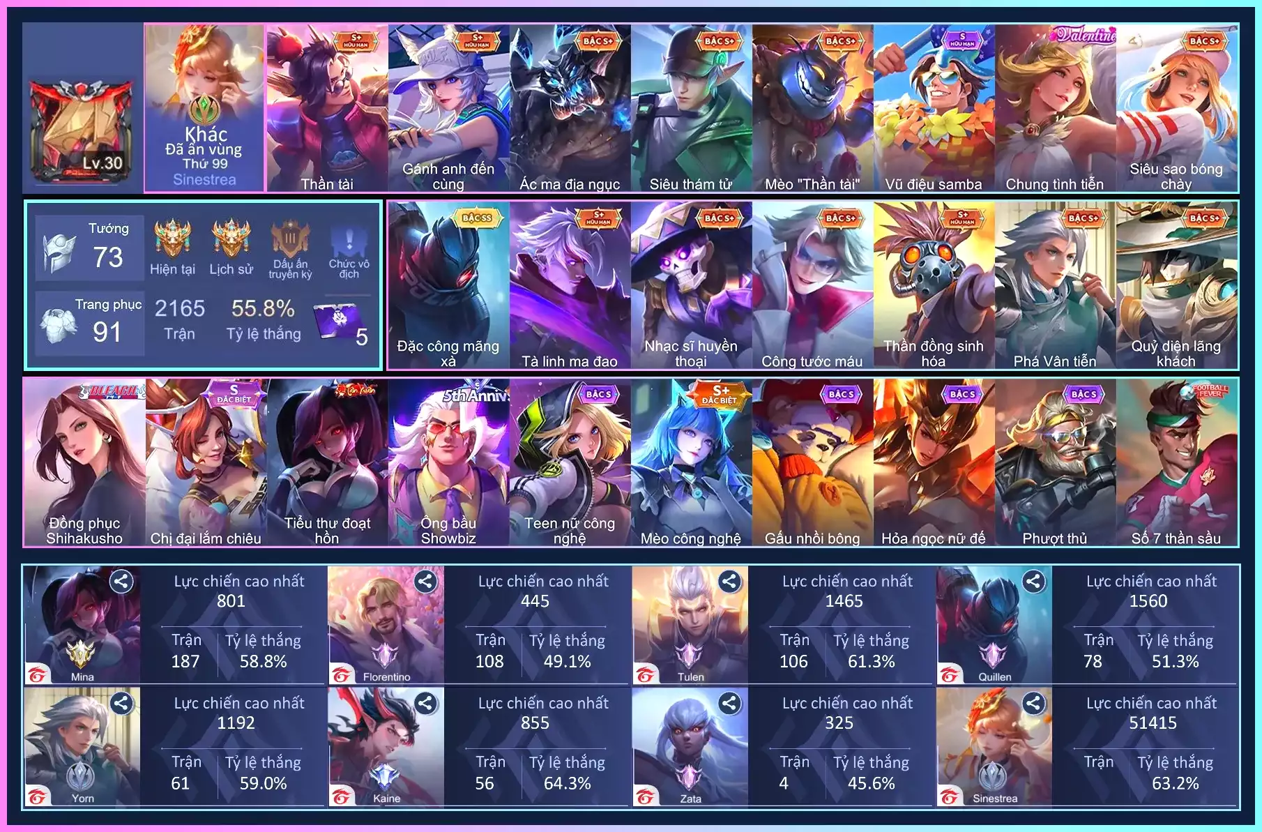 Ảnh Quilen Đặc Công Mãng Xà, Quilen Tà Linh, Pain Công Tước Máu, Yorn Phá Vân Tiễn, Grak Mèo Thần Tài,...