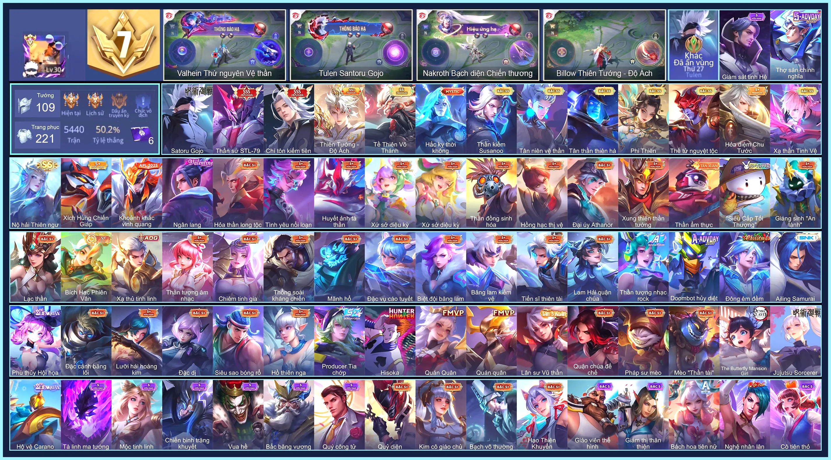 Billow Thiên Tướng - Độ Ách, Tulen Chí tôn kiếm tiên, Tulen Thần sứ ST.L-79, Tulen Satoru Gojo...