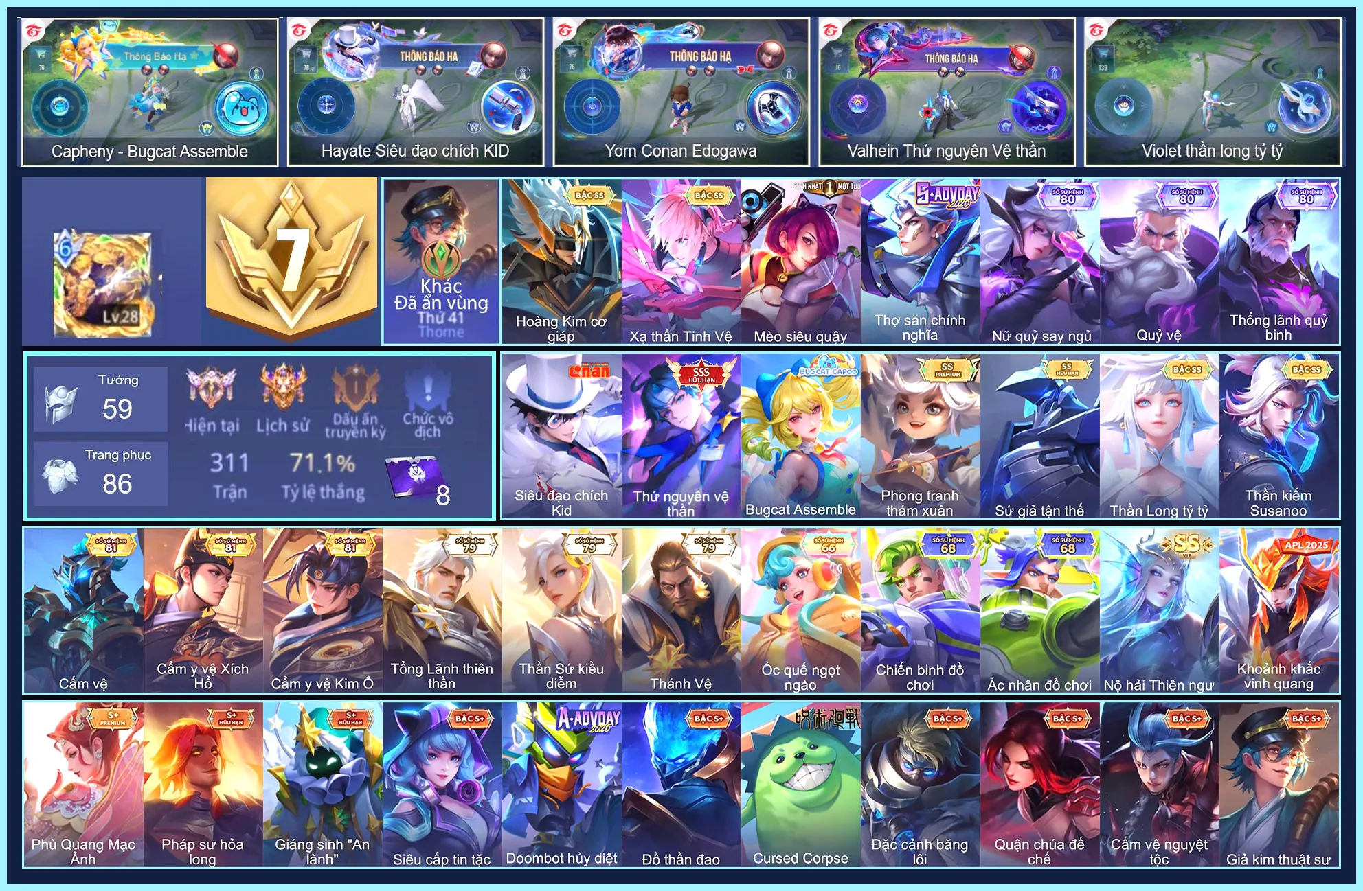 Valhein Thứ Nguyên Vệ Thần, Hayate Siêu đạo chích Kid, Fennik Phong Tranh Thám Xuân, Elsu Sứ giả tận thế... CCCD ĐỔI ĐƯỢC