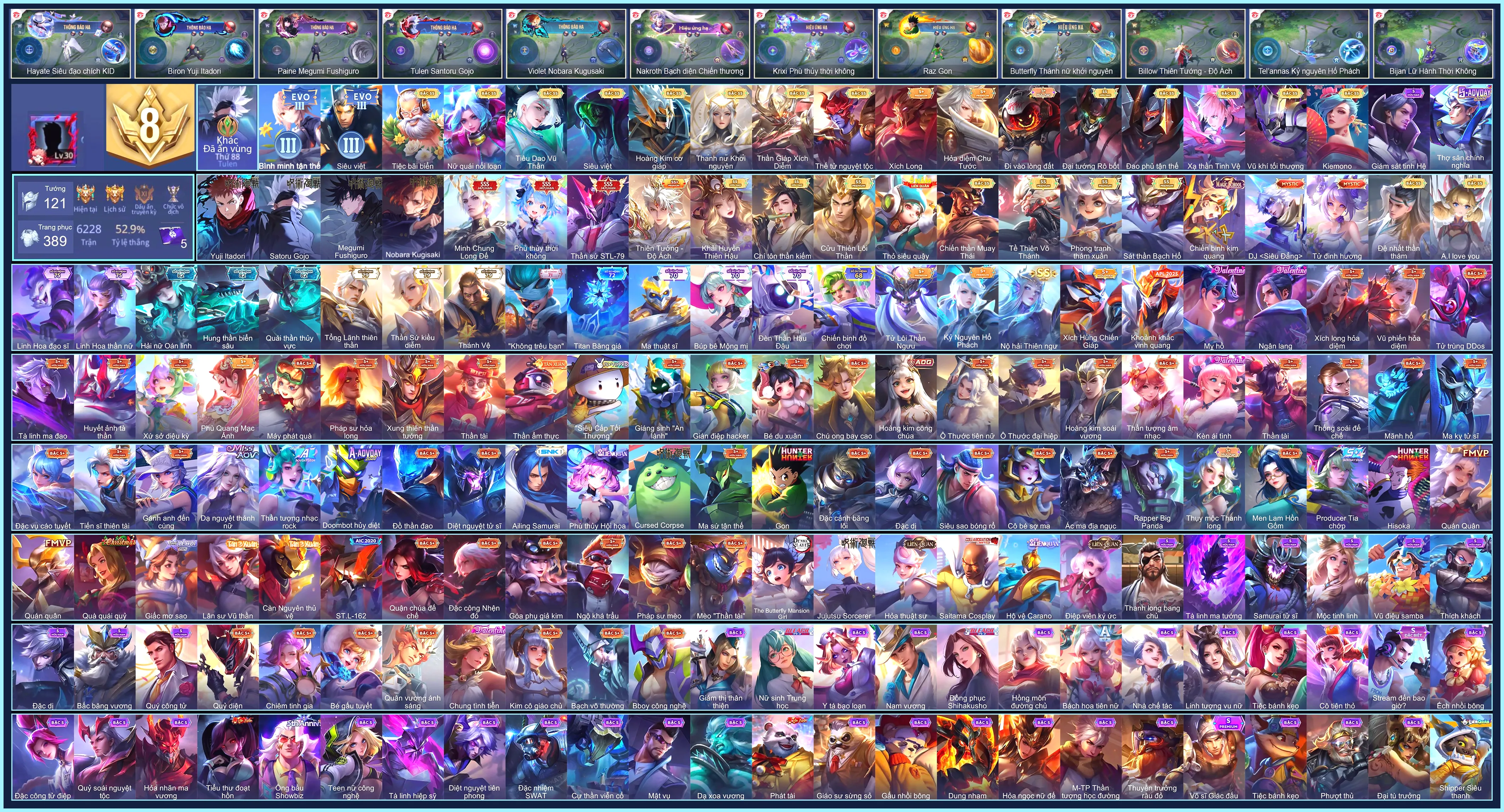 MÁC CHIẾN THẦN, Triệu Vân Minh Chung Long Đế, Krixi Phù Thuỷ Thời Không, Tulen Thần sứ ST.L-79, Paine Megumi Fushiguro, Violet Nobara Kugisaki, Raz Gon, Tulen Satoru Gojo, Biron Yuji Itadori