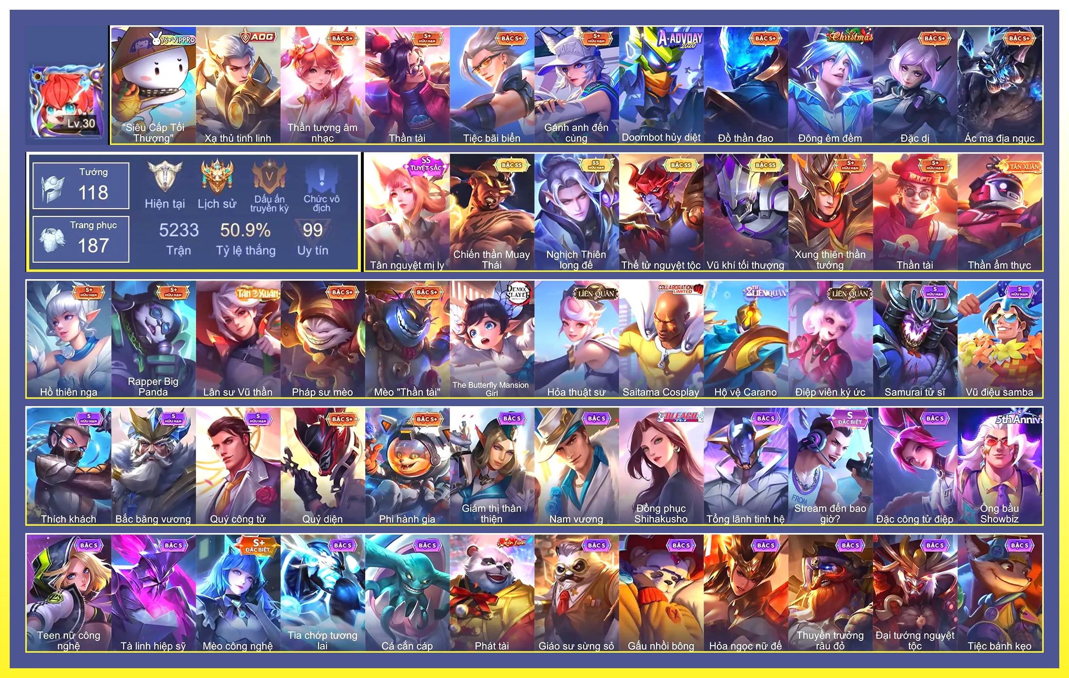 Ảnh Valhein Vũ khí tối thượng, Yorn Thế Tử Nguyệt Tộc, Raz Chiến thần Muay Thái, Quillen Nghịch thiên long đế, Liliana Tân nguyệt mị ly…