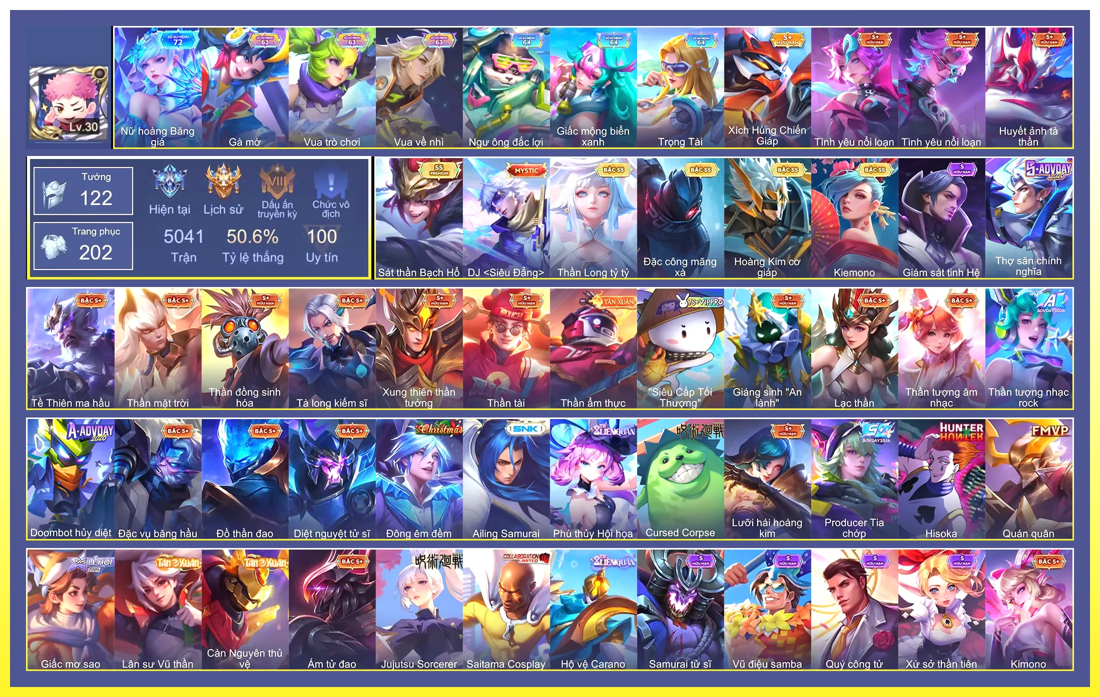 Ảnh Quillen Đặc công mãng xà, Violet Thần long tỷ tỷ, Enzo Sát thần Bạch Hổ, Bijan Hoàng kim cơ giáp, Airi Kiemono…