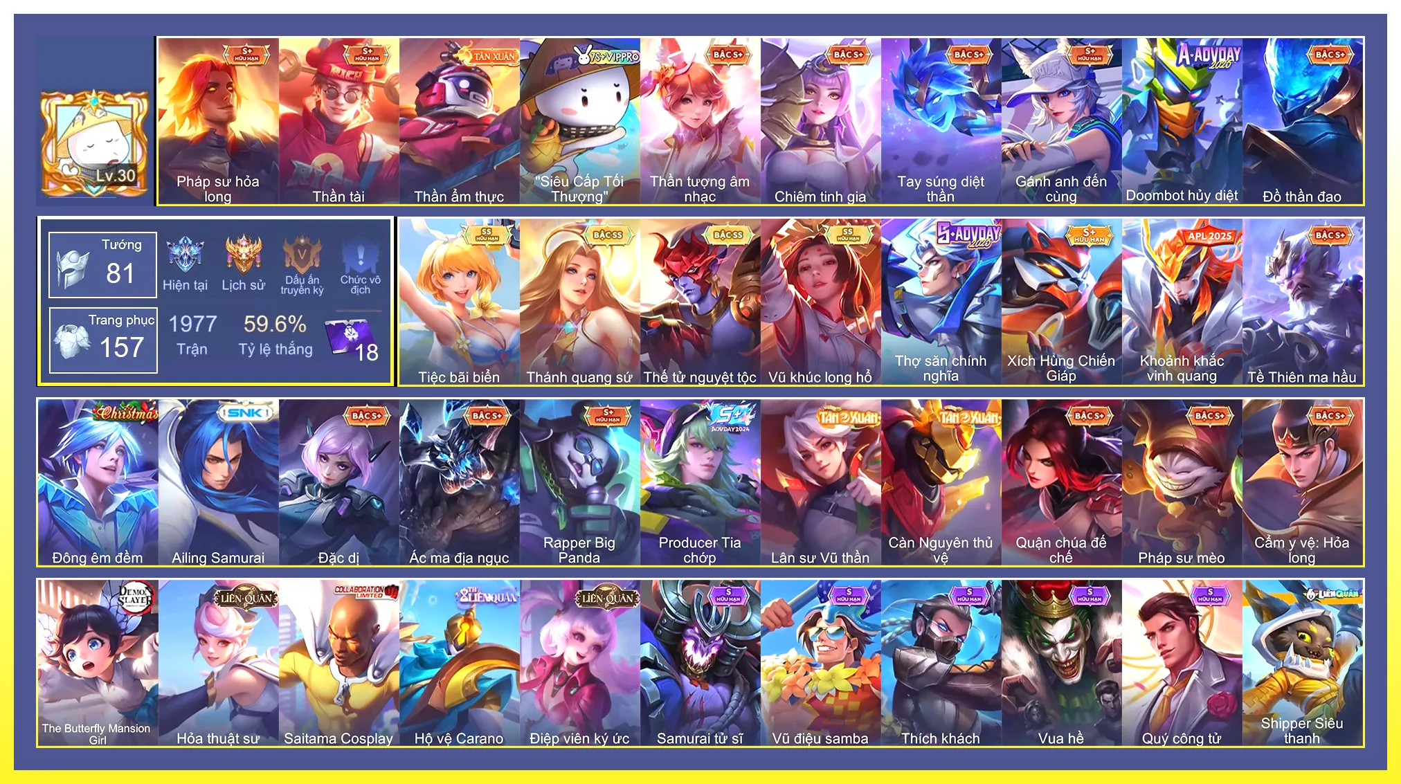 Ảnh Yorn Thế Tử Nguyệt Tộc, Arum Vũ khúc long hổ, Violet Tiệc bãi biển, Lauriel Thánh quang sứ…