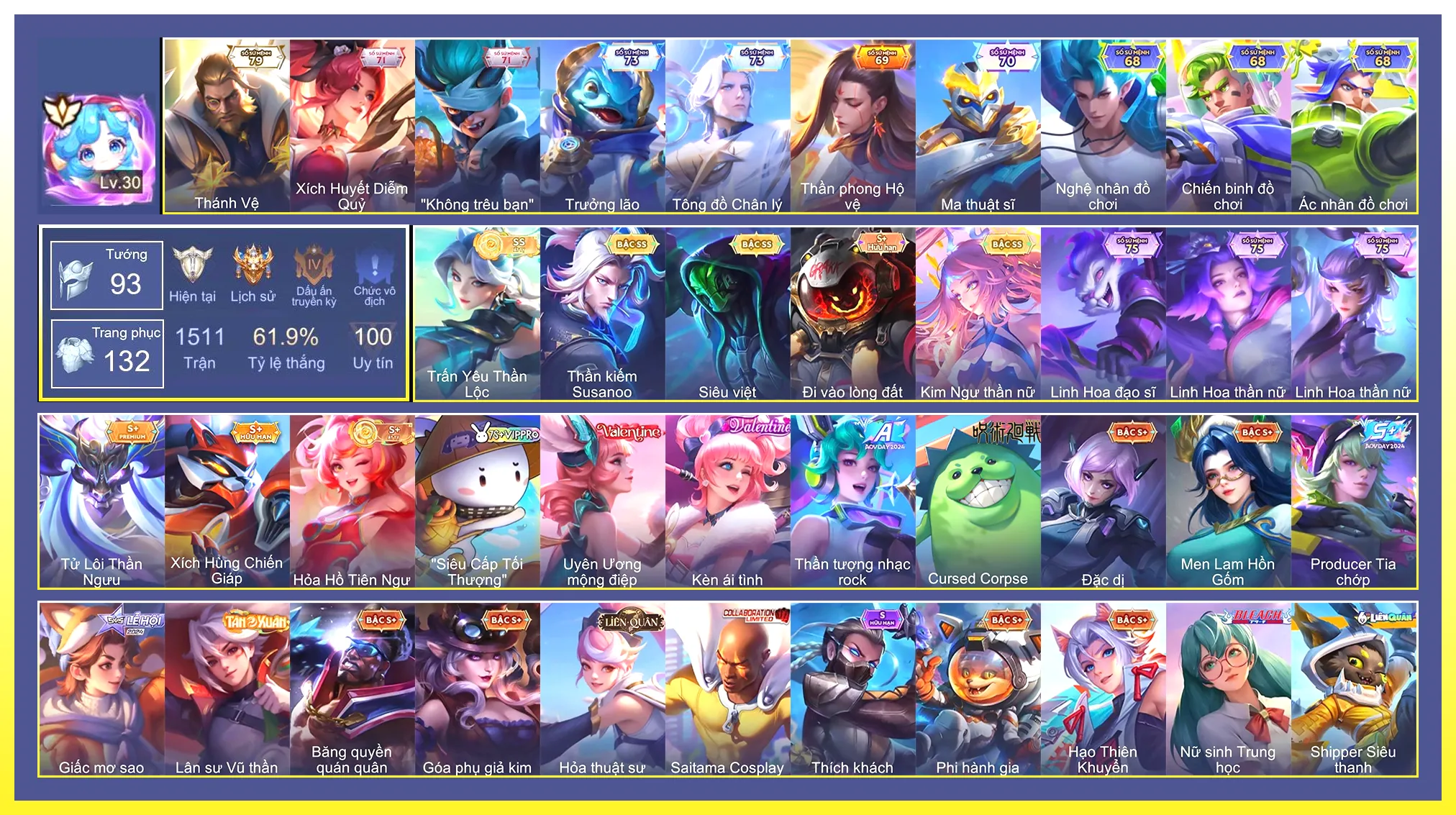 Ảnh Butterfly Kim ngư thần nữ, Yena Trấn Yêu Thần Lộc, Raz Siêu việt, Richter Kiếm thần Susanoo…