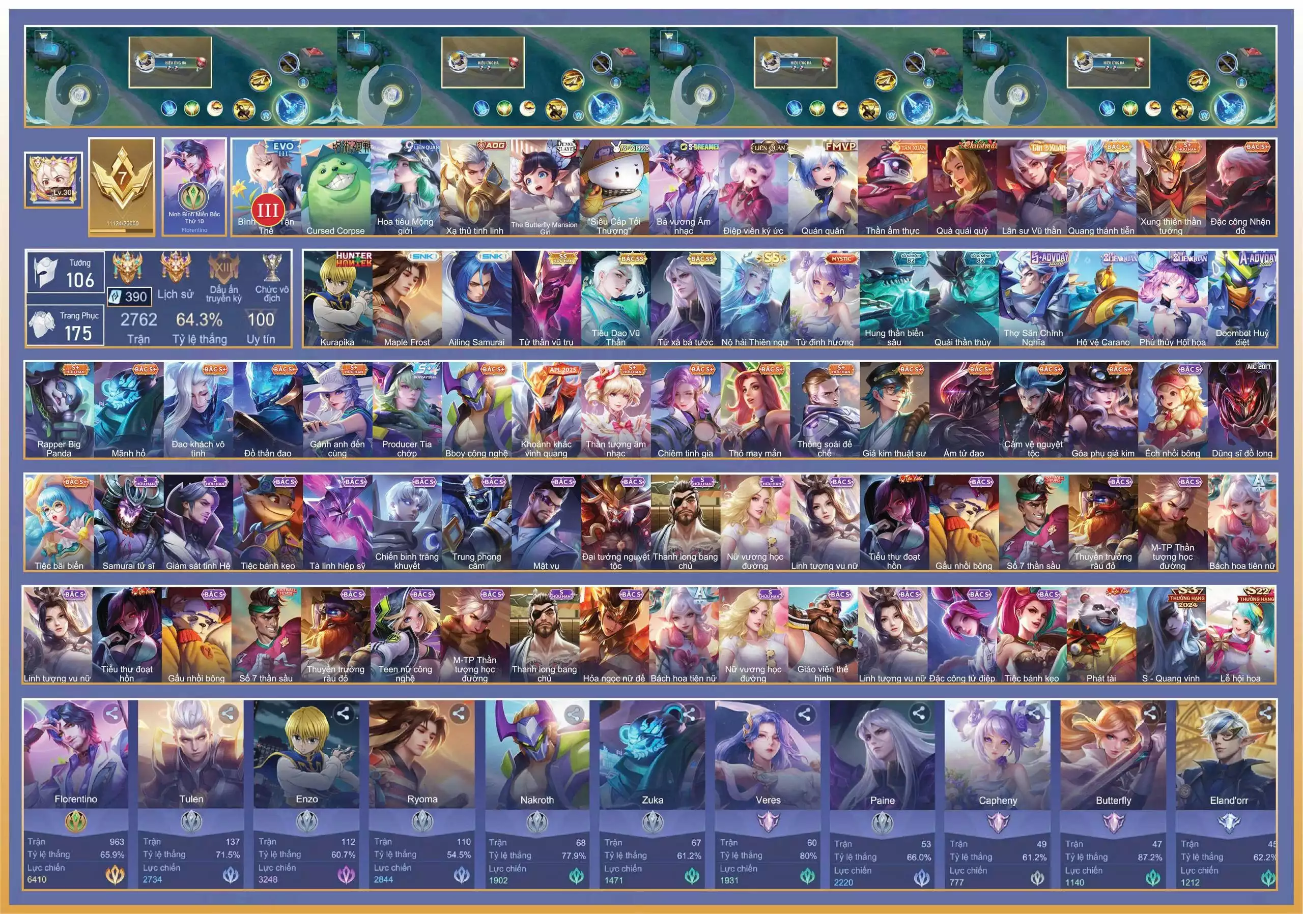 Enzo Kurapika, Ryoma Maple, Hayate Tử Thần, Paine Tử Xà, Tulen Tiêu Dao,...