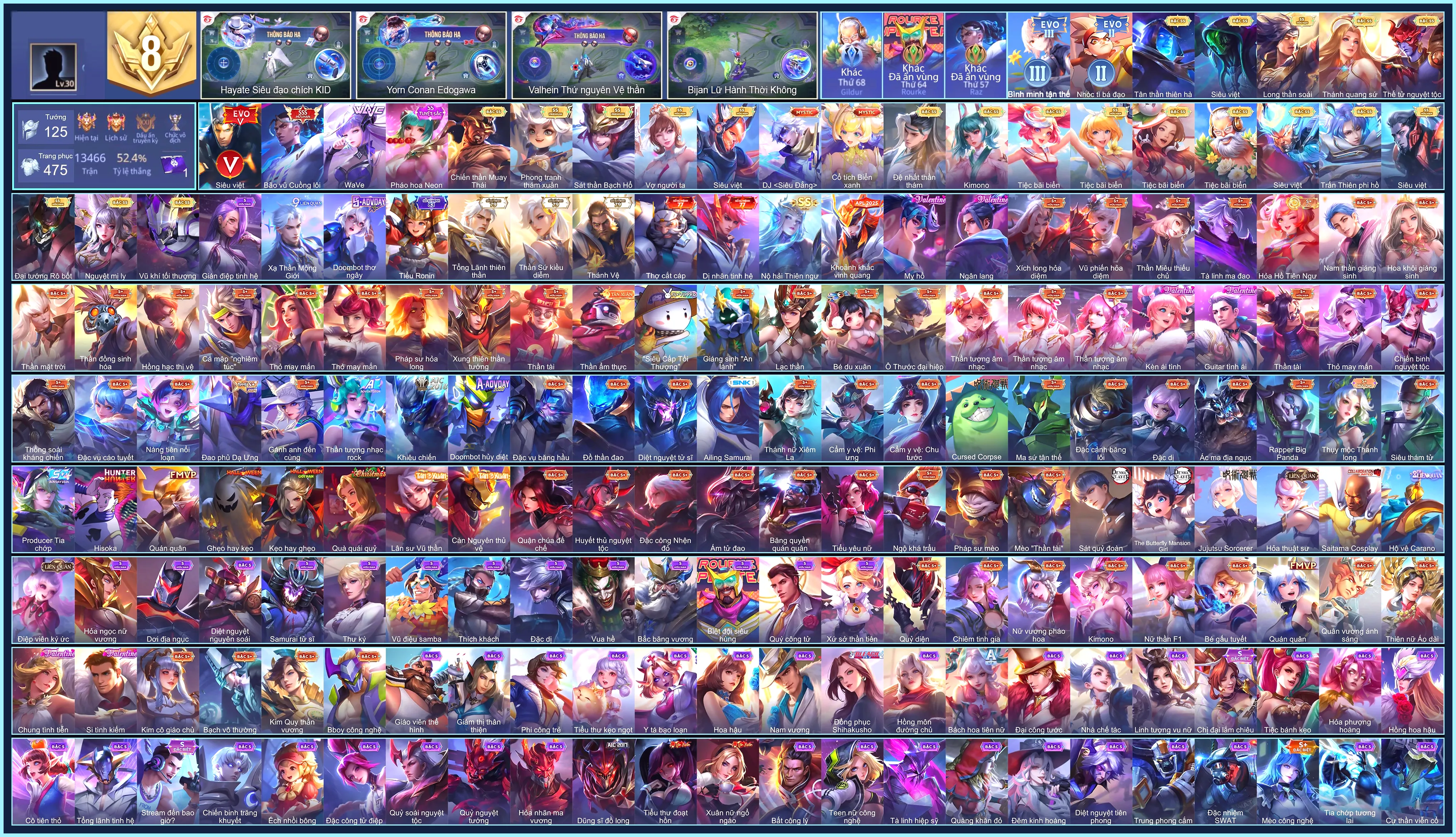 MÁC THÁCH ĐẤU, Raz Bão vũ Cuồng lôi, Arthur Siêu Việt, Elsu Trấn thiên phi hồ, Capheny Kimono, Enzo Sát thần Bạch Hổ, Sinestrea WaVe...
