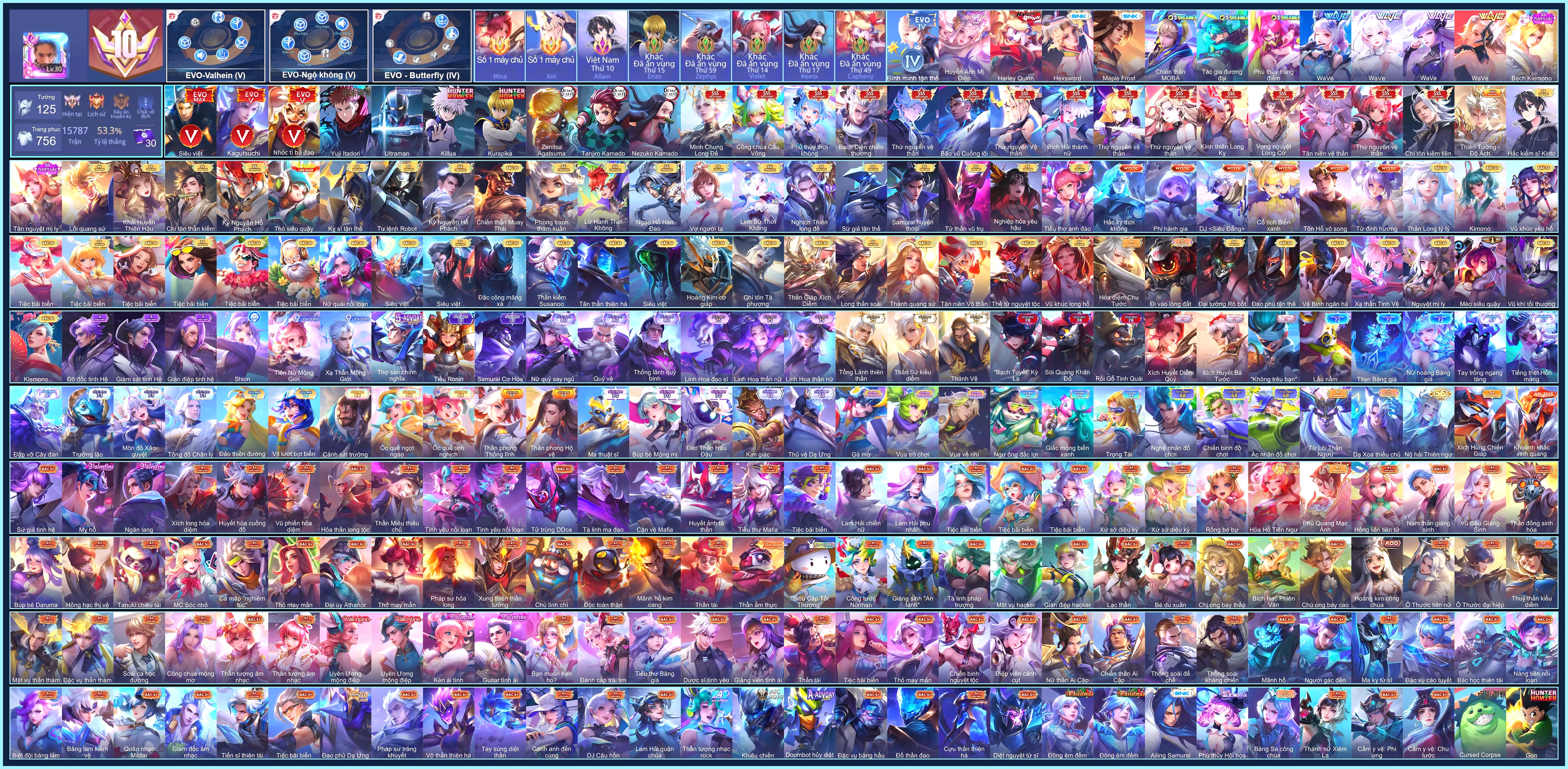 Ảnh (VIP 10) MÁC THÁCH ĐẤU, 2 CỤC VÀNG, 15 SKIN SSS, Nakroth Killua, Murad Zenitsu Agatsuma, Allain Kirito Hắc kiếm sĩ, Yan Tanjiro Kamado, Biron Yuji Itadori... ĐỔI ĐƯỢC CCCD 38,900,000 đ (VIP 10) MÁC THÁCH ĐẤU, 2 CỤC VÀNG, 15 SKIN SSS, Nakroth Killua, Murad Zenitsu Agatsuma, Allain Kirito Hắc kiếm sĩ, Yan Tanjiro Kamado, Biron Yuji Itadori... ĐỔI ĐƯỢC CCCD