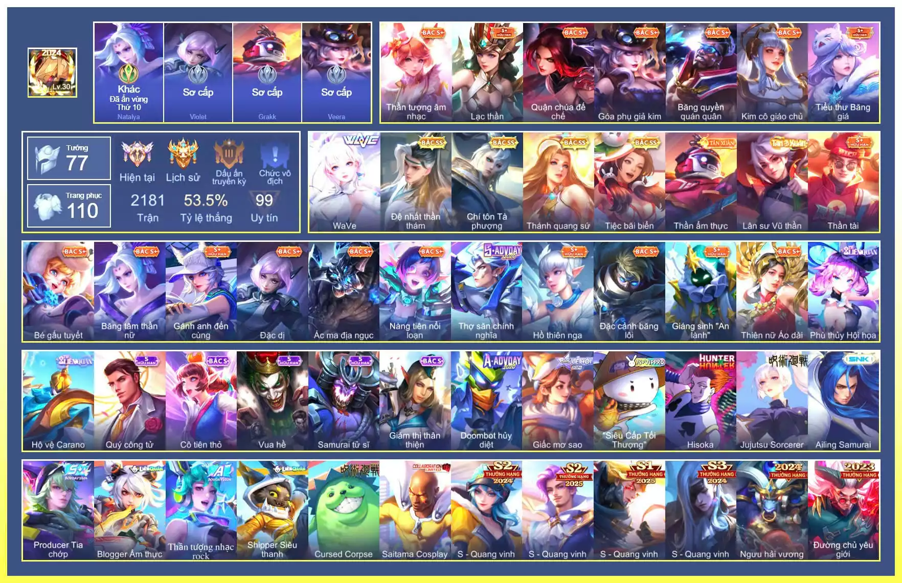 Điêu Thuyền Wave, Zata Chí Tôn, Vanhel Thần Thám, Lauriel Thánh Quáng Sứ,..