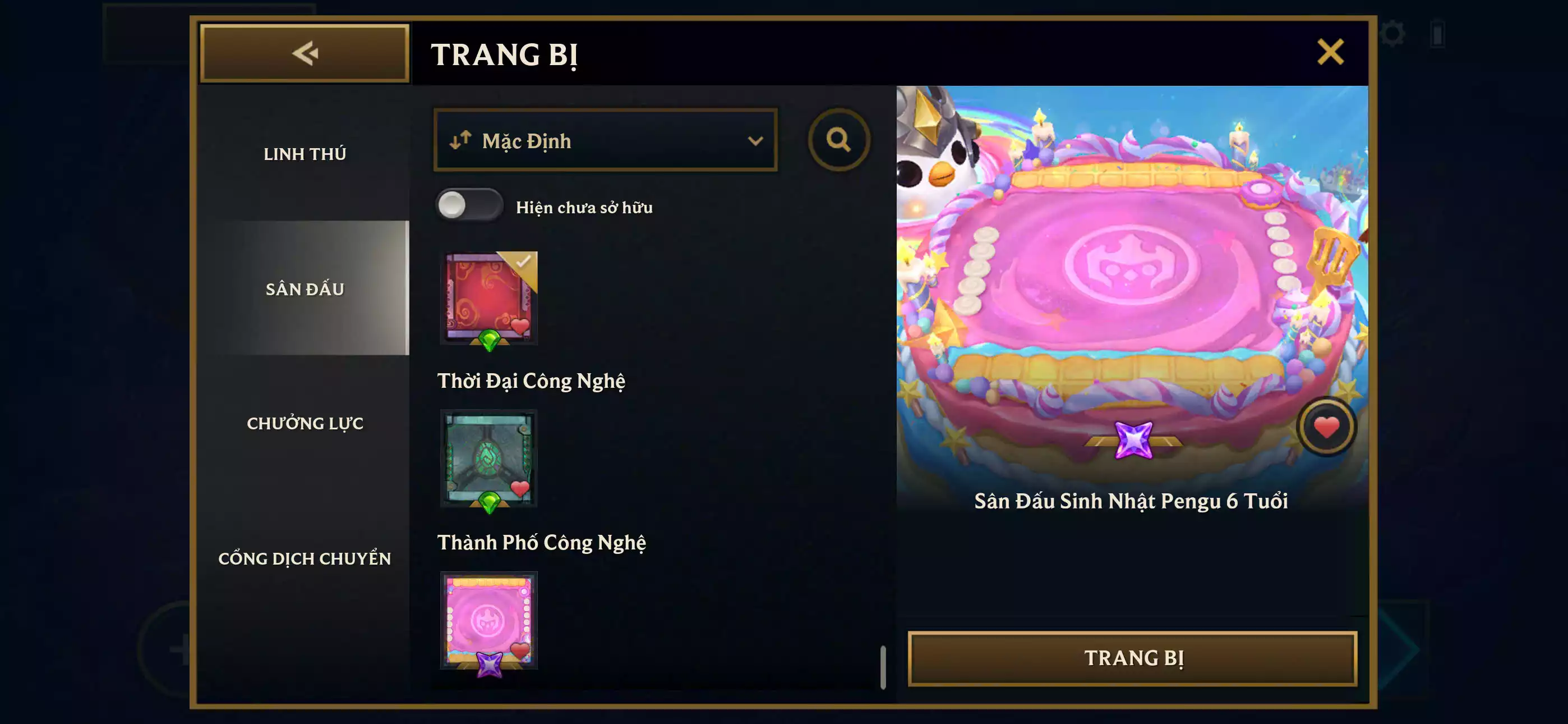 Ảnh 📮 Combo VIP ĐẸP KENG 📮 Set Hearsteel Tí Nị ✅ Sàn - Sân Đấu Sinh Nhật Pengu 6 Tuổi ⬆️ Chưởng Lực - Cung Ánh Sáng Học Viện Chiến Binh 🌠 Dư 450 Pha Lê - Vòng Quay (17/20) +1 Huy Chương 🍁 Có Thẻ Đổi Tên Nhân Vật Miễn Phí