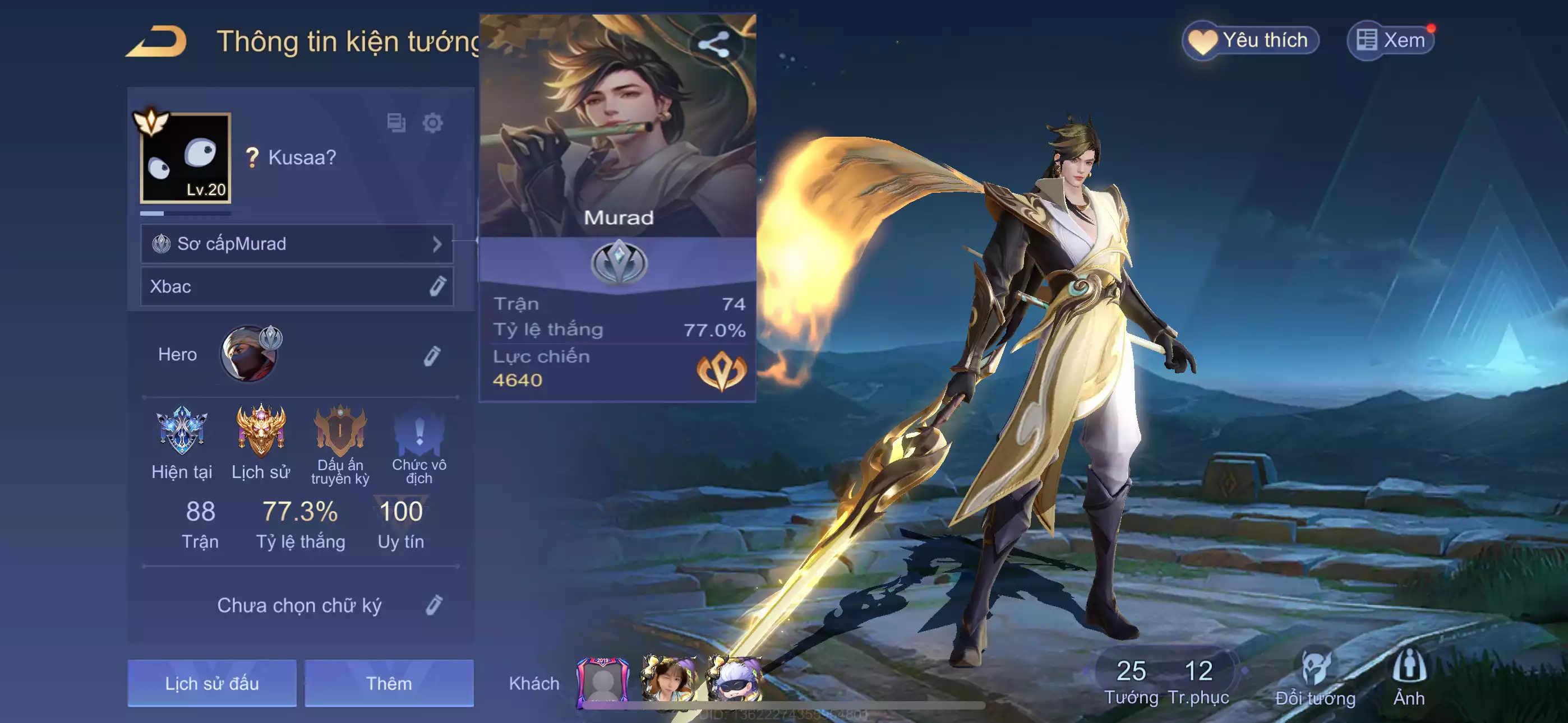 Murad Chí Tôn kiếm tiên,.. trắng thông tin