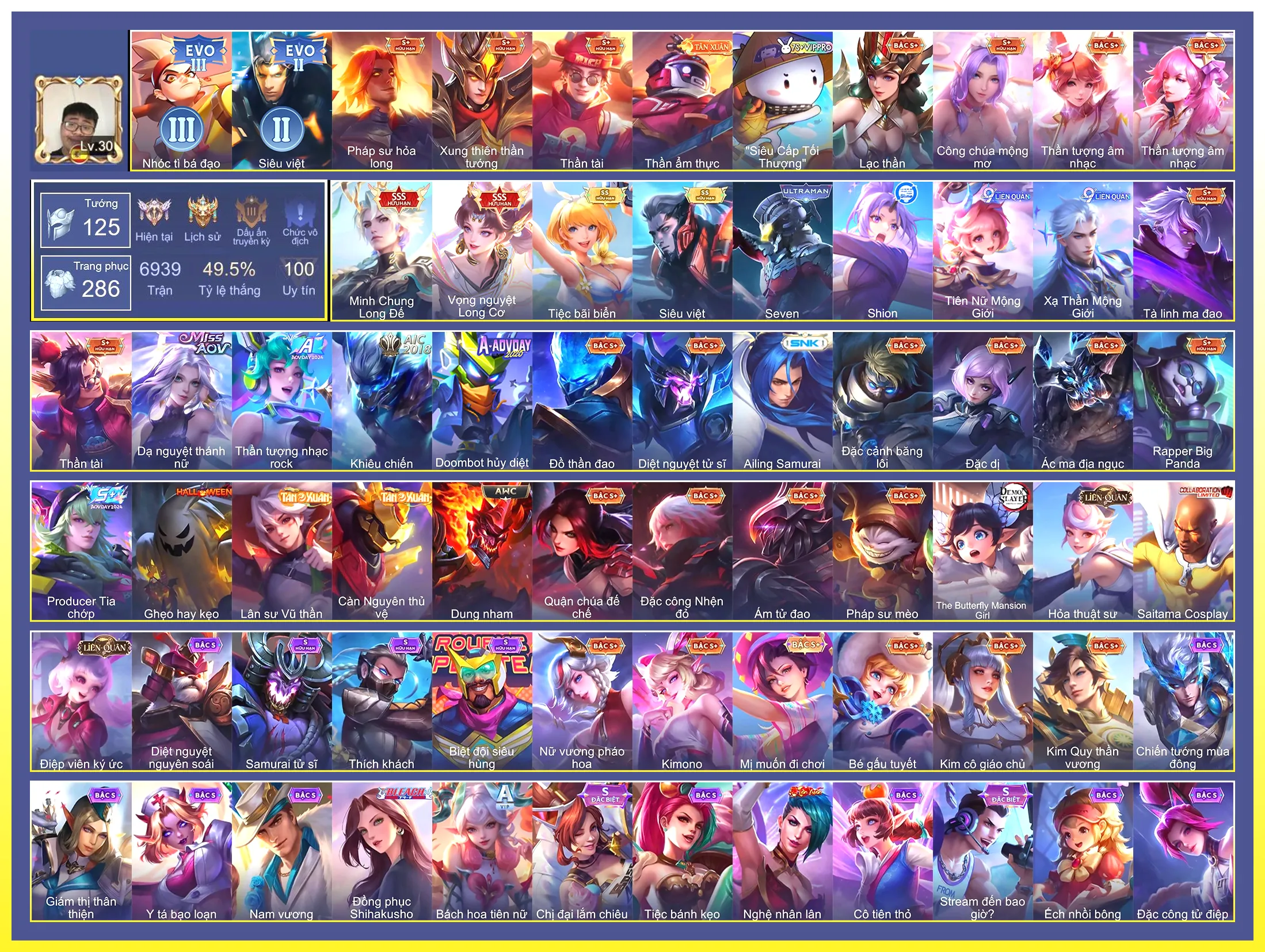 Triệu vân long đế, Vio long cơ, Vio bãi biển, Murad siêu việt…