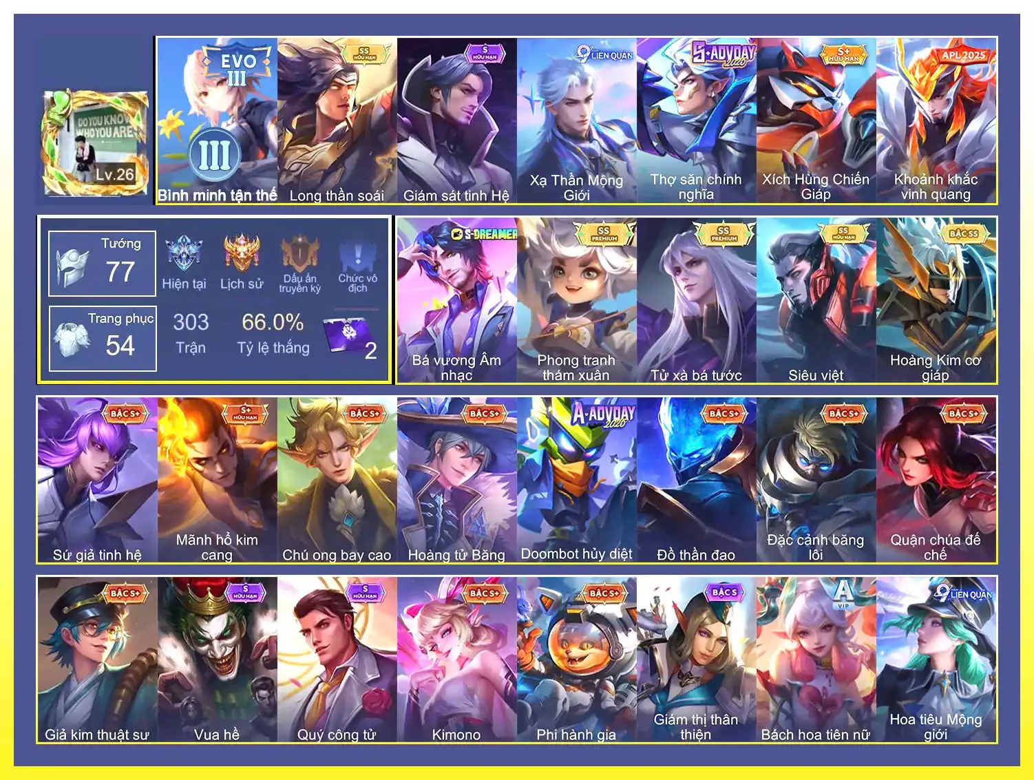 Yorn Long thần soái, Fennik Phong Tranh Thám Xuân, Paine Tử xà Bá tước, Murad Siêu việt, Bijan Hoàng kim cơ giáp...TRẮNG THÔNG TIN