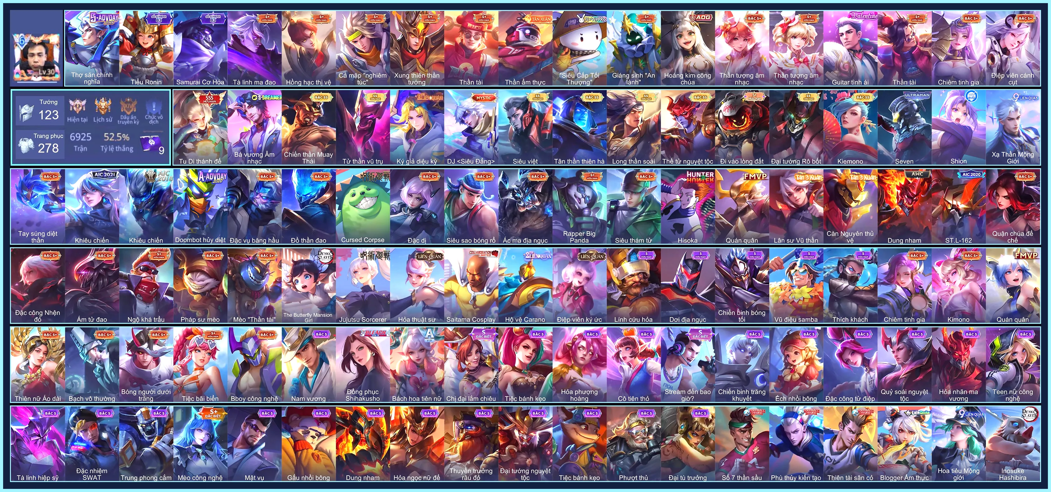 Hayate Tu Di Thánh Đế, Raz Chiến thần Muay Thái, Yorn Thế Tử Nguyệt Tộc, Yorn Long thần soái, Tulen Tân Thần Thiên Hà, Hayate Tử thần vũ trụ...