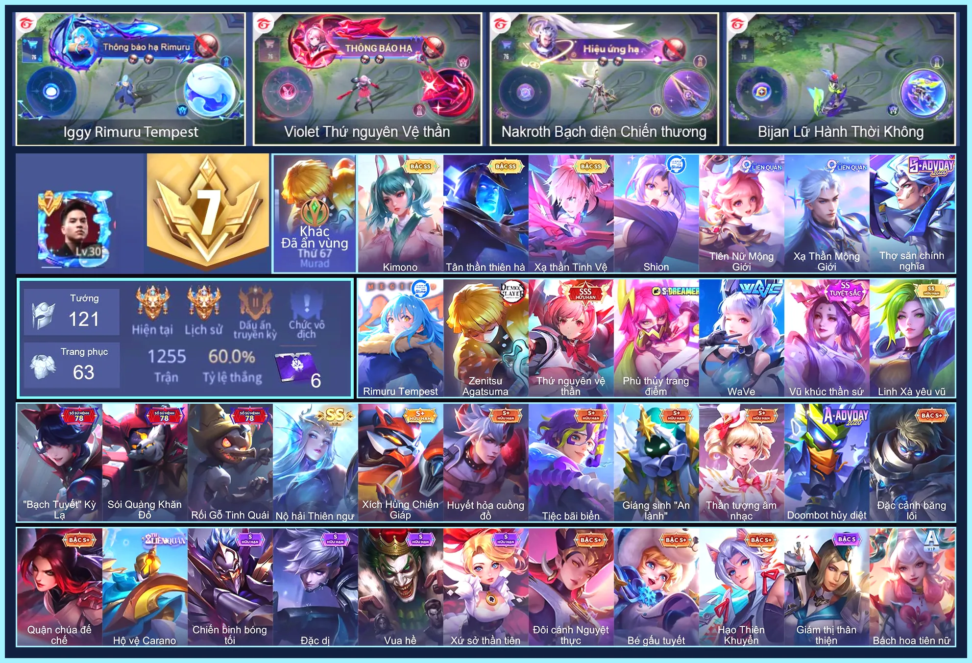 Murad Zenitsu Agatsuma, Iggy Rimuru Tempest, Violet Thứ nguyên vệ thần...