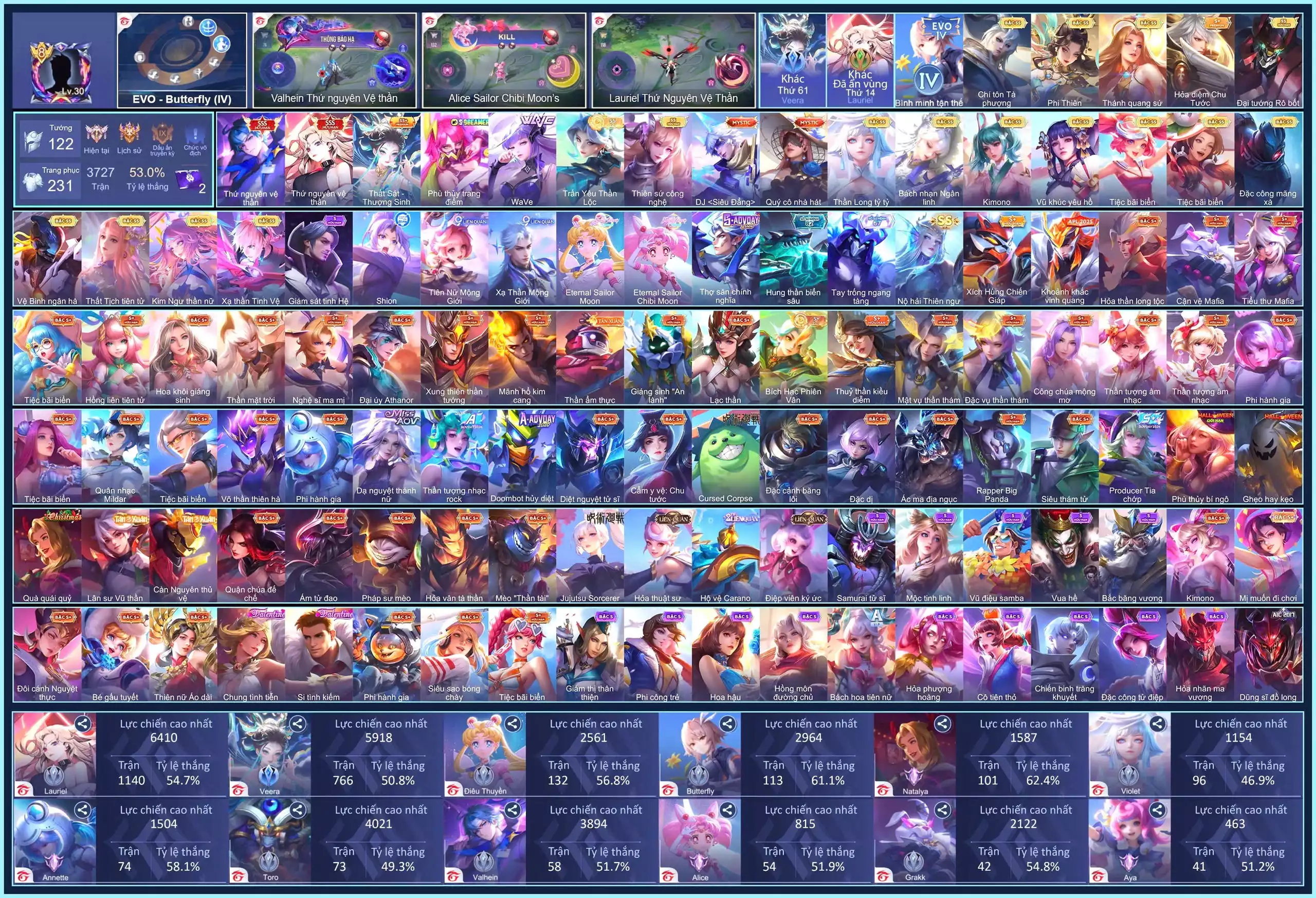 Vanhel Vệ Thần, Lauriel Vệ Thần, Alcie Chibi, Điêu Thuyền Eternal, Vera Thất Sát, Yena Thần Lộc,.. dàn ss xịn