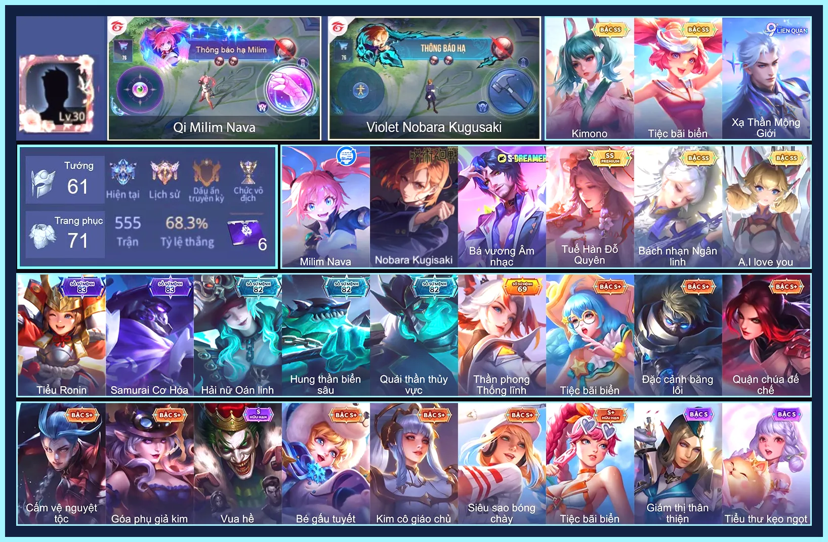 Violet Nobara Kugisaki, Qi Milim Nava, Sephera Bách nhạn ngân linh, Điêu Thuyền Tuế Hàn Đỗ Quyên, Capheny Kimono... CHƯA CCCD