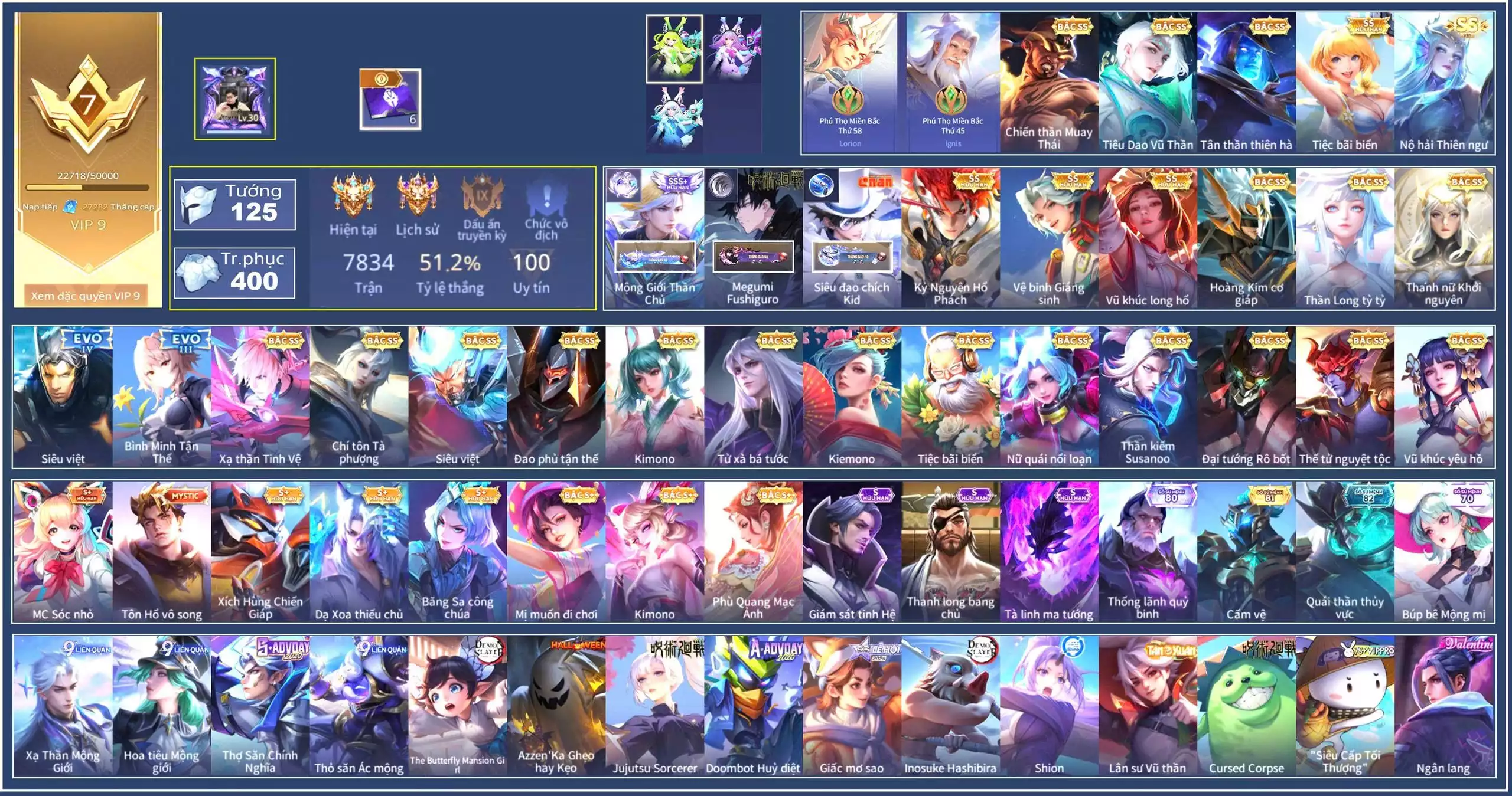 Hayate Siêu đạo chích Kid, Paine Megumi Fushiguro,Elandorr Mộng Giới Thần Chủ, Zephys Kỷ Nguyên Hồ Phách,  Raz Chiến thần Muay Thái,Violet Thần long tỷ tỷ