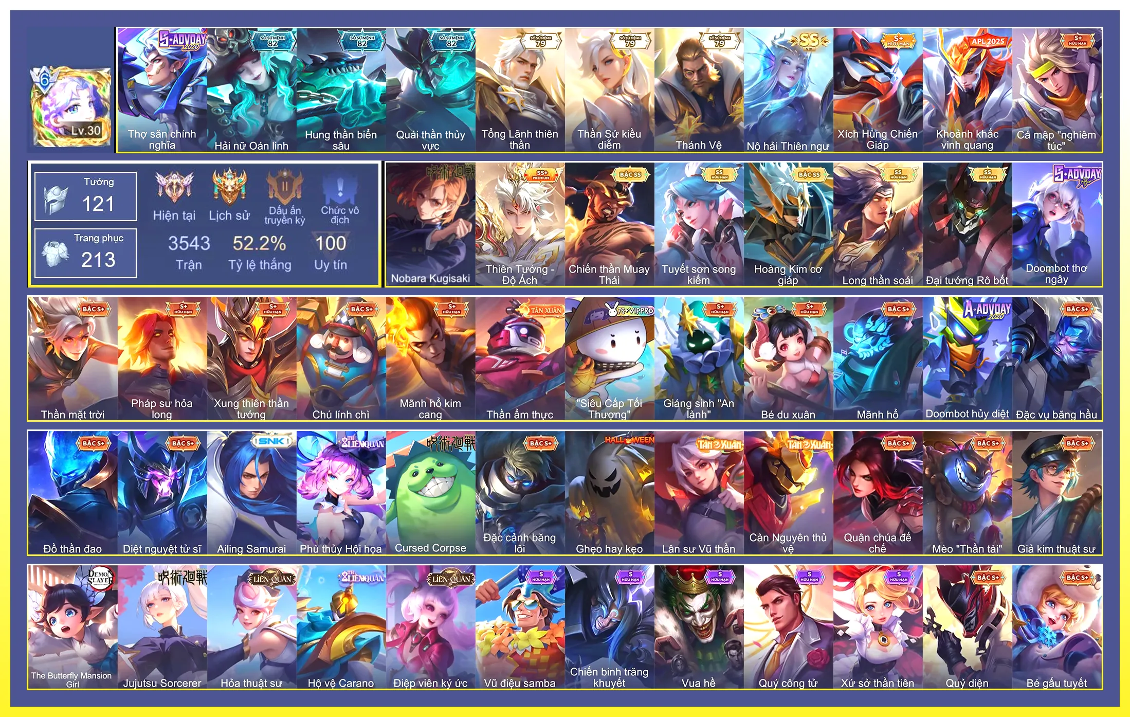 Allain Tuyết sơn song kiếm, Maloch Đại Tướng Robot, Raz Chiến thần Muay Thái, Yorn Long thần soái, Bijan Hoàng kim cơ giáp, Billow Thiên Tướng - Độ Ách, Ilumia Nộ hải Thiên ngư…