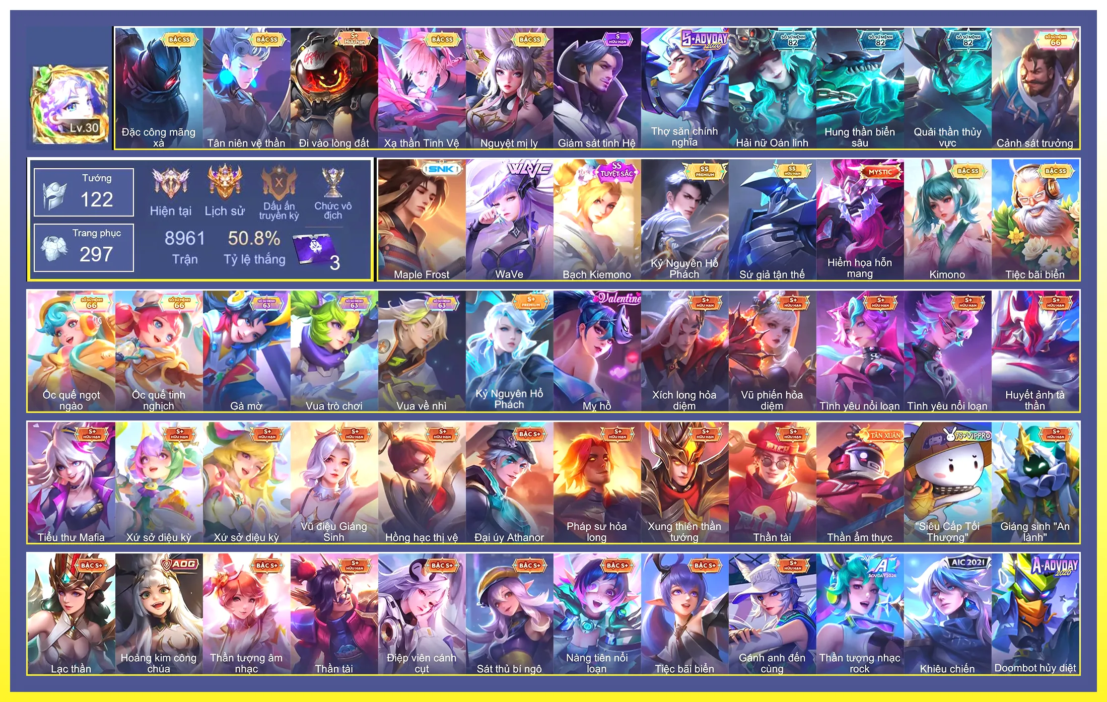 Gildur Tiệc Bãi Biển, Florentino Kỷ Nguyên Hổ Phách, Capheny Kimono, Laville Xạ Thần Tinh Vệ, Airi Bạch Kiemono, Sinestrea WaVe, Quillen Đặc công mãng xà, Tulen Tân niên vệ thần, Elsu Sứ giả tận thế, Liliana Nguyệt mị ly…