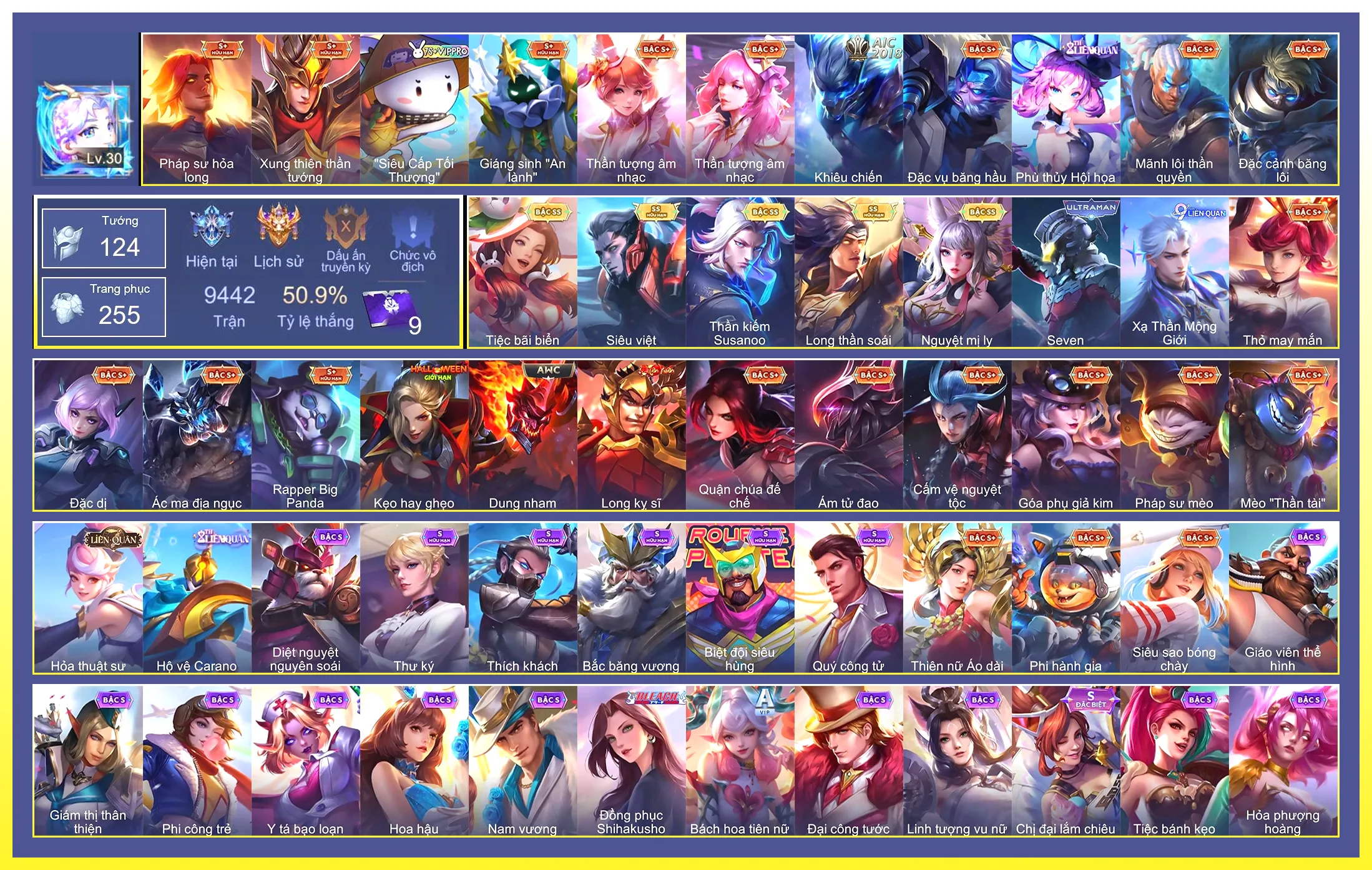 Yorn Long thần soái, Murad Siêu việt, Điêu Thuyền Tiệc bãi biển, Liliana Nguyệt mị ly, Richter Kiếm thần Susanoo…