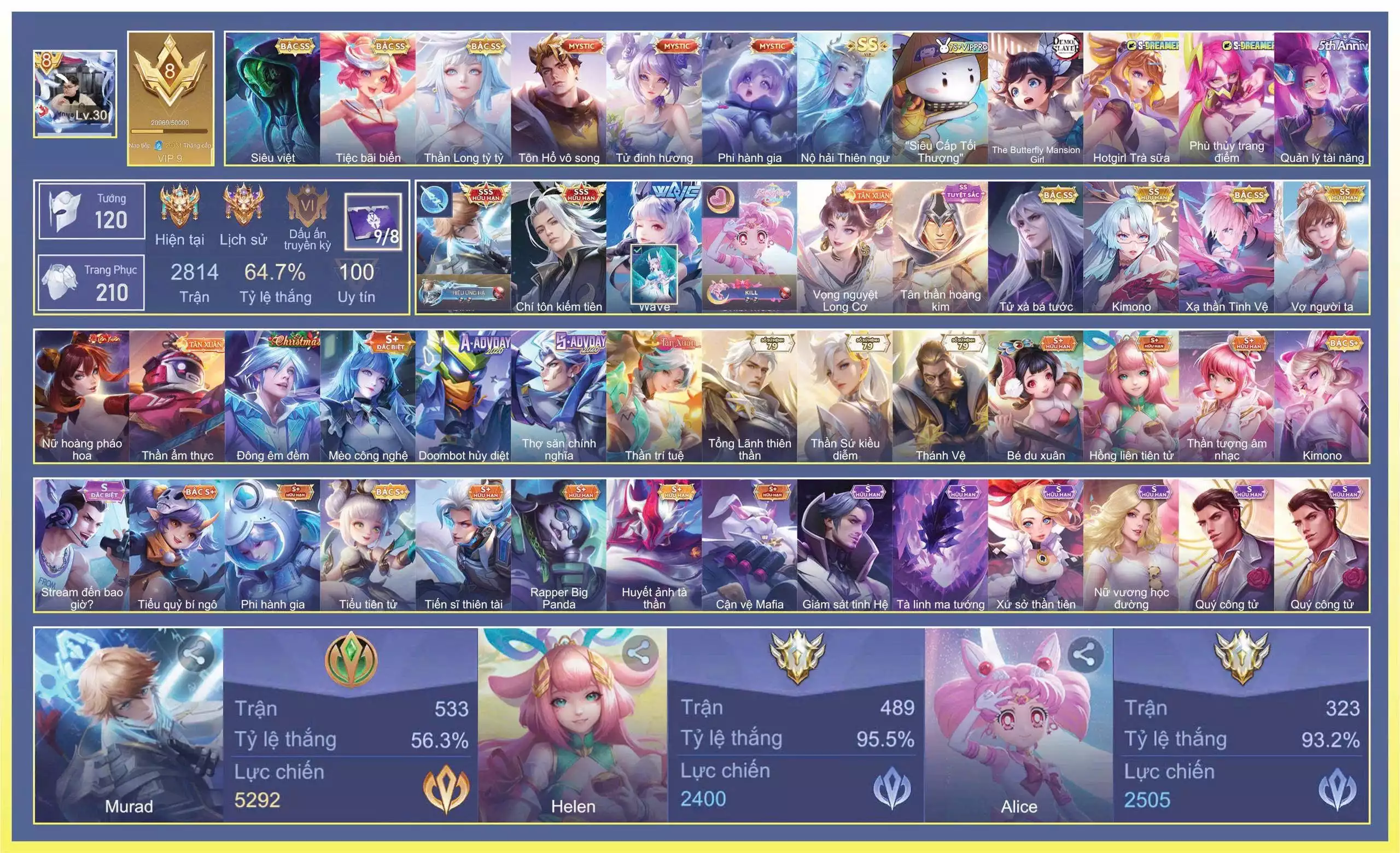 Alice - Eternal Sailor Chibi Moon, Violet Vọng nguyệt Long Cơ, Murad Tuyệt thế thần binh, Tulen Chí tôn kiếm tiên, Liliana WaVe ( Phụ Kiện ), Violet Vợ người ta, Violet Thần long tỷ tỷ