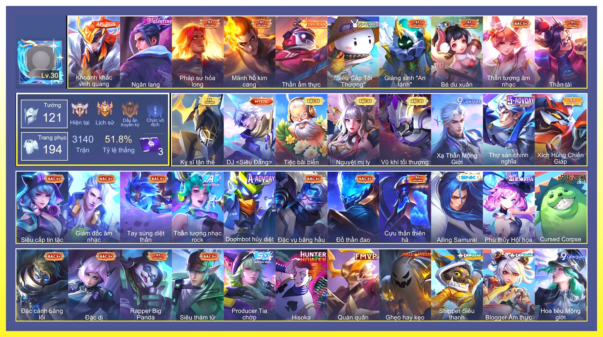 Valhein Vũ khí tối thượng, Liliana Nguyệt mị ly, Triệu Vân Kỵ sĩ tận thế, Gildur Tiệc Bãi Biển…