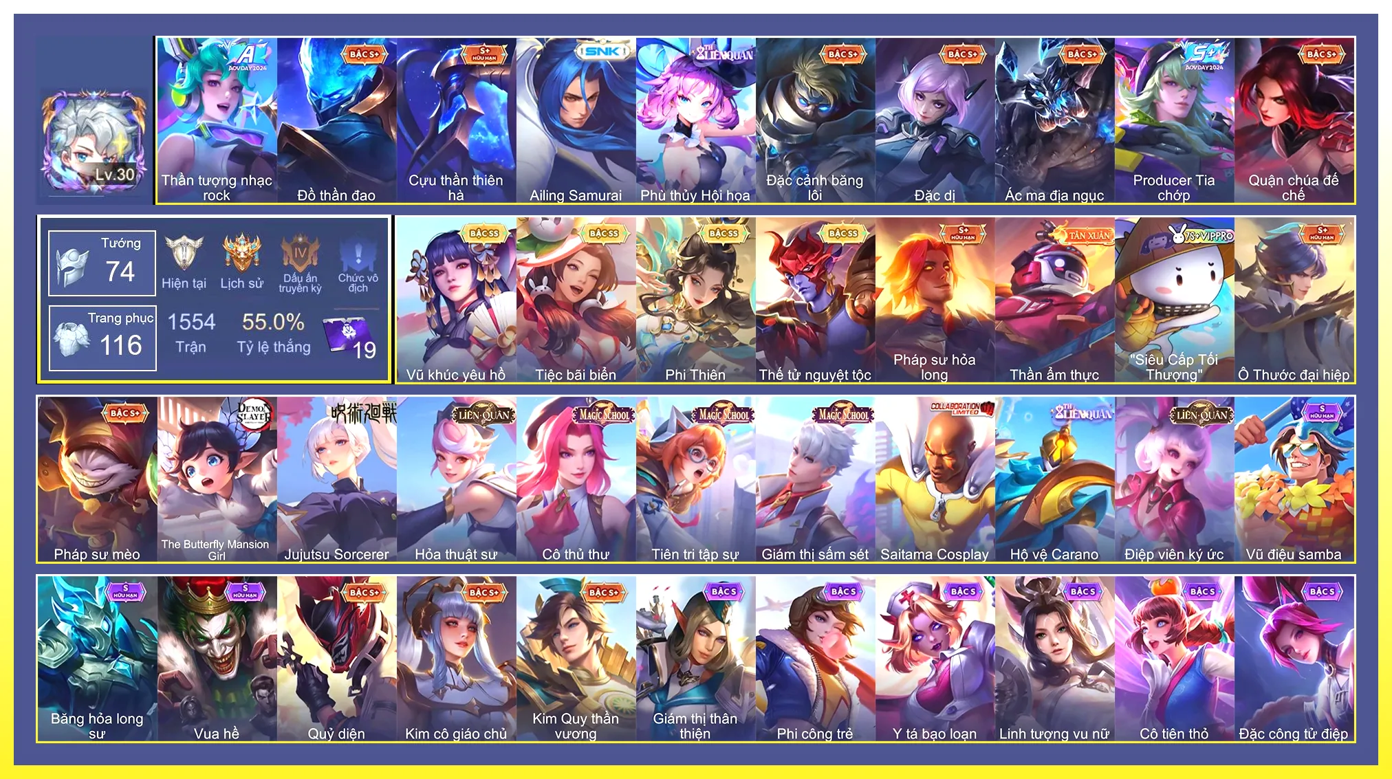 TelAnnas Vũ khúc yêu hồ, Yorn Thế Tử Nguyệt Tộc, Điêu Thuyền Tiệc bãi biển, Lauriel Phi thiên…