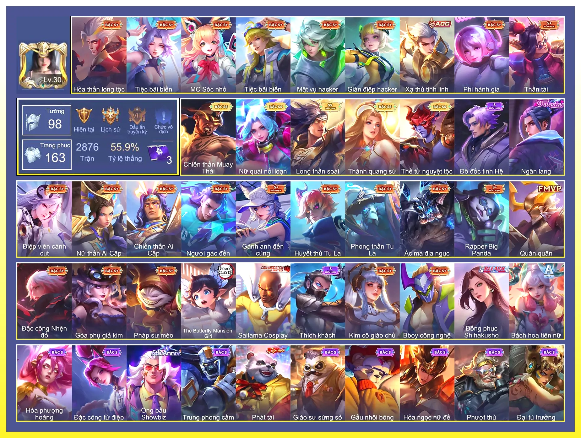 Raz Chiến thần Muay Thái, Butterfly Nữ Quái Nổi Loạn, Yorn Thế Tử Nguyệt Tộc, Yorn Long thần soái, Lauriel Thánh quang sứ…