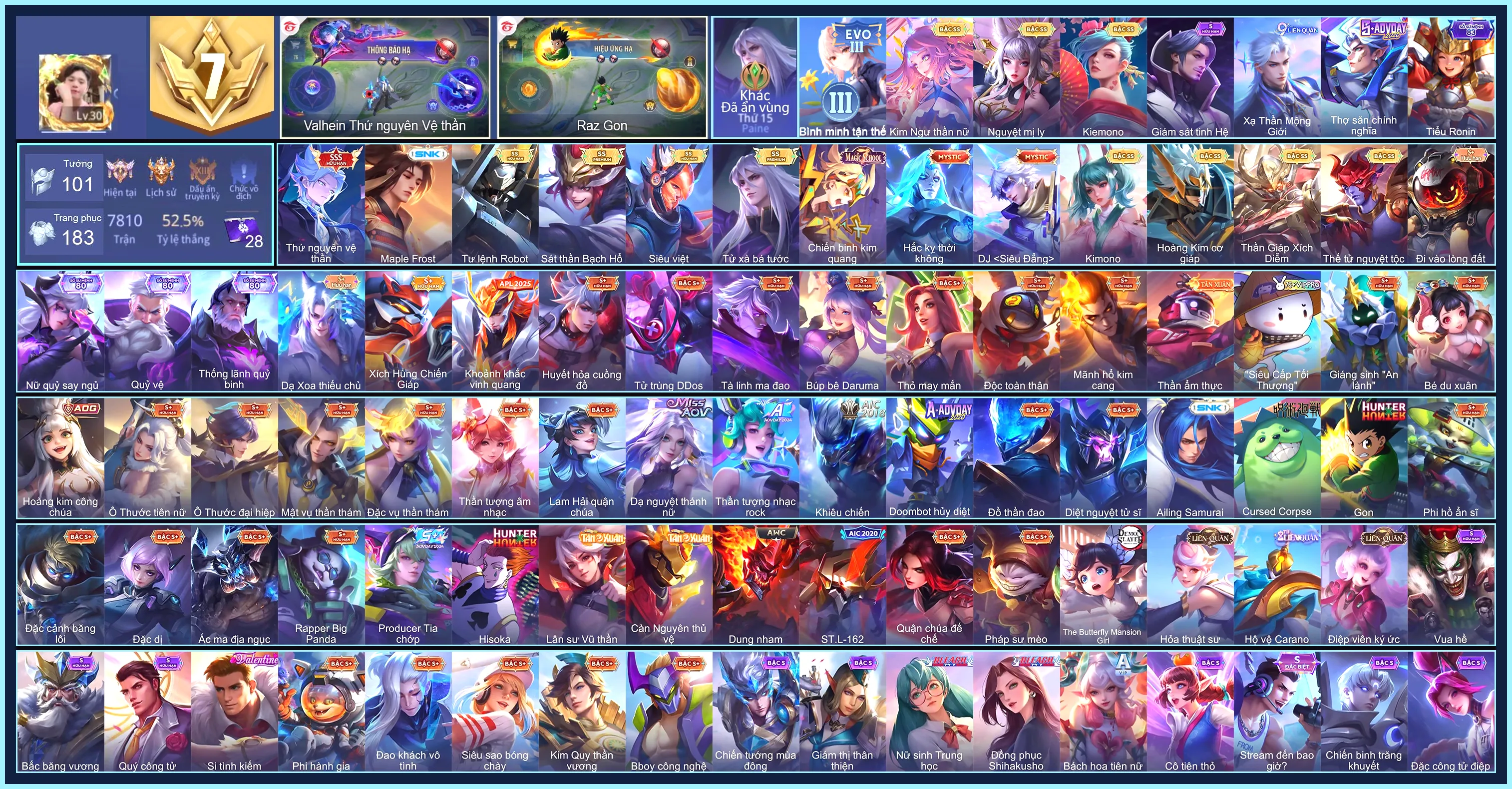 Nakroth thứ nguyên vệ thần, Raz Gon, Ryoma Maple Frost...