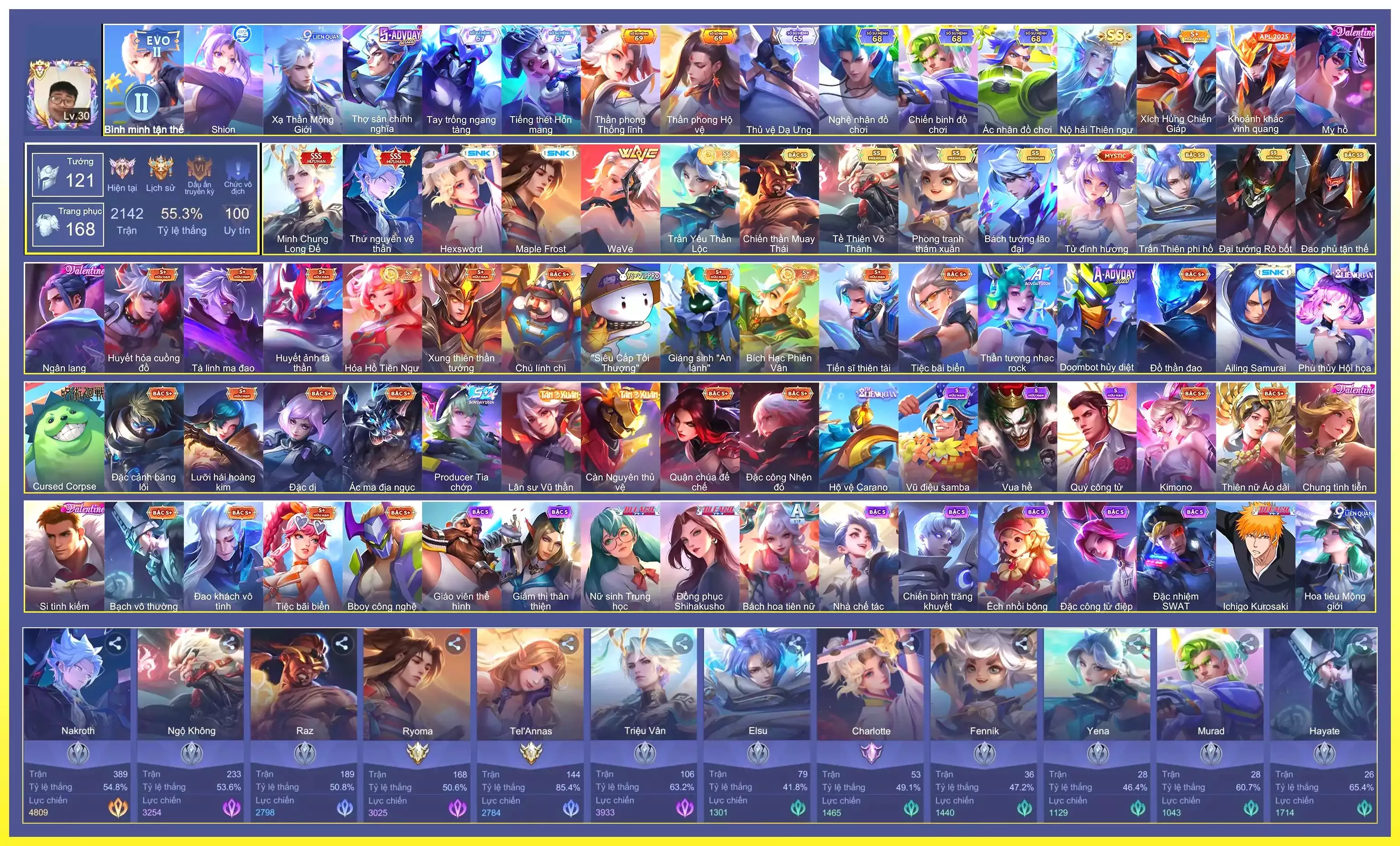 Nak vệ thần, Triệu vân long đế, Ryoma maple, Charlotte hexsword, Yena wave + tết…