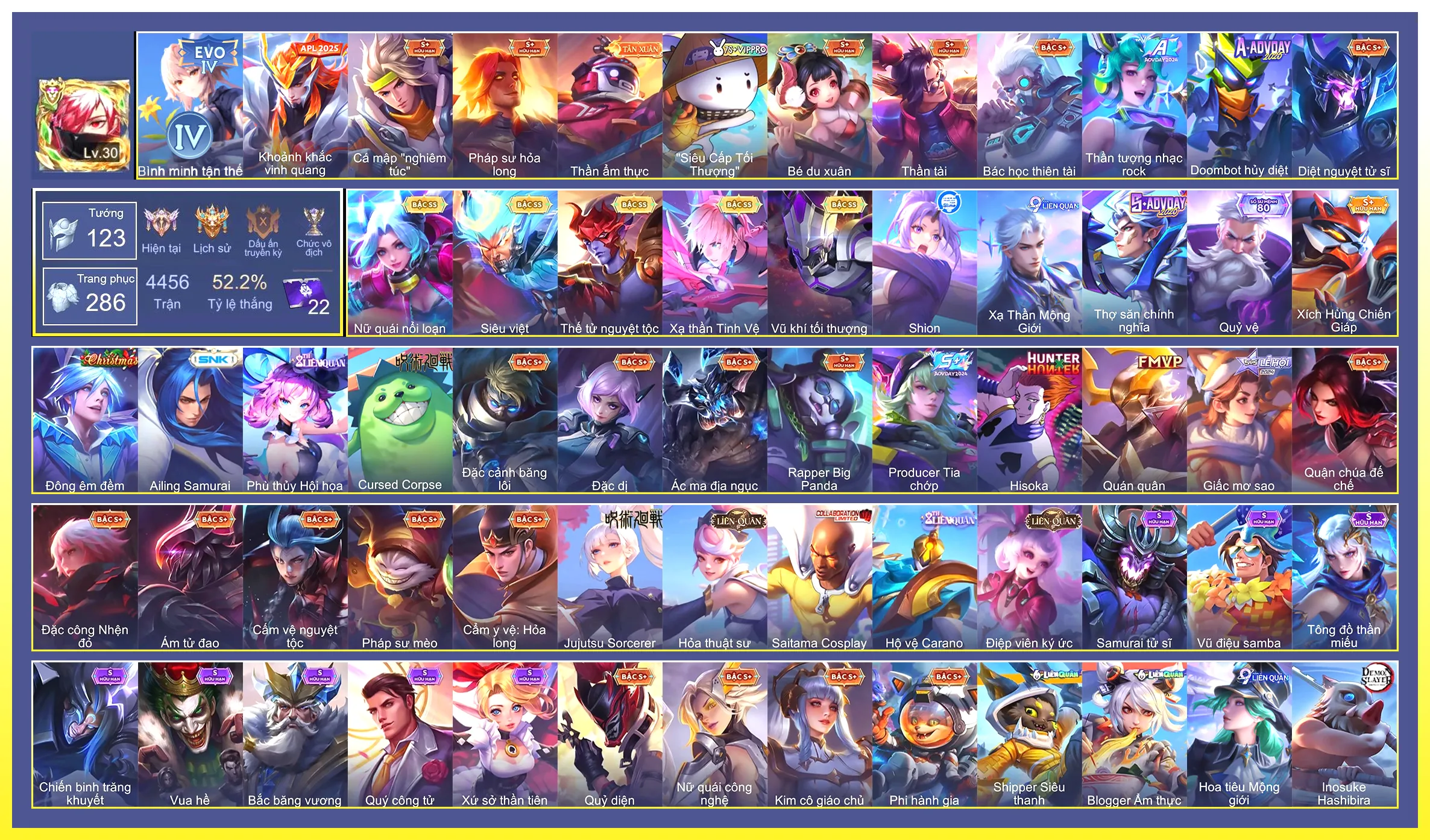 Valhein Vũ khí tối thượng, Butterfly Nữ Quái Nổi Loạn, Ngộ Không Siêu việt, Laville Xạ Thần Tinh Vệ, Yorn Thế Tử Nguyệt Tộc…Trắng thông tin không liên kết