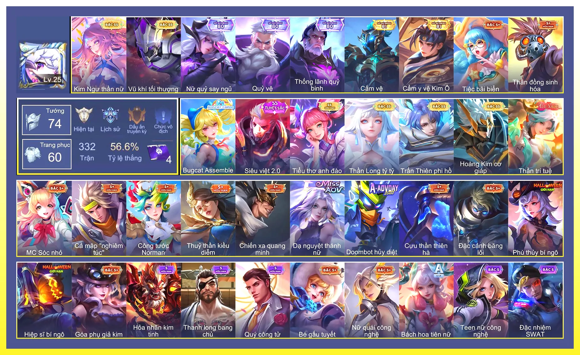 Valhein Vũ khí tối thượng, Butterfly Kim ngư thần nữ, Violet Thần long tỷ tỷ, Bijan Hoàng kim cơ giáp, Elsu Trấn thiên phi hồ, Liliana Tiểu thơ anh đào…