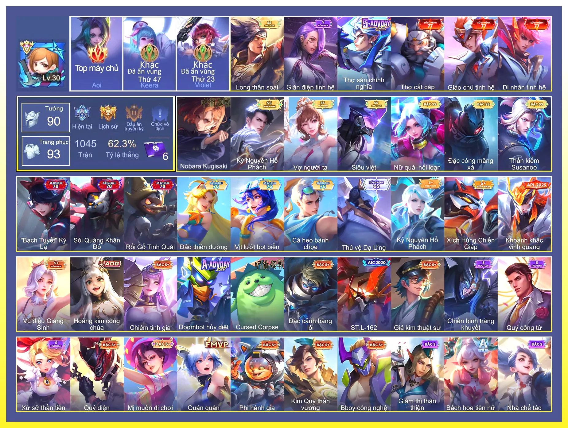 Violet Vợ người ta, Butterfly Nữ Quái Nổi Loạn, Florentino Kỷ Nguyên Hổ Phách, Zephys Siêu việt, Yorn Long thần soái, Richter Kiếm thần Susanoo, Quillen Đặc công mãng xà…