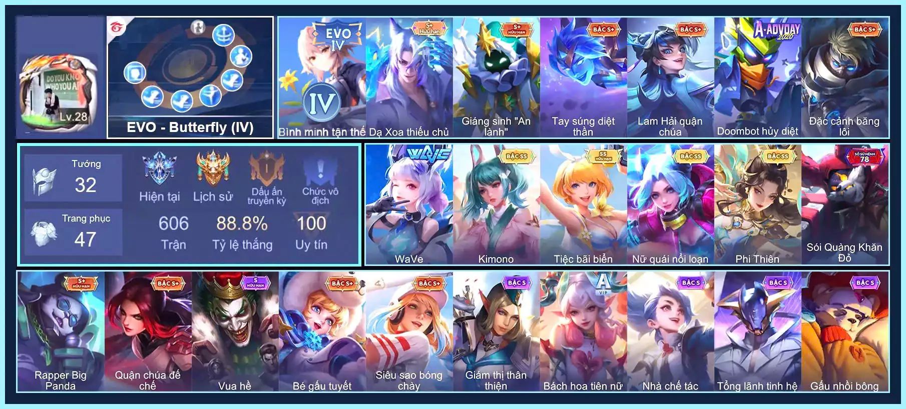 Butterfly Nữ Quái Nổi Loạn + EVO 4, Liliana WaVe, Capheny Kimono, Violet Tiệc bãi biển, Lauriel Phi thiên...MỖI SĐT