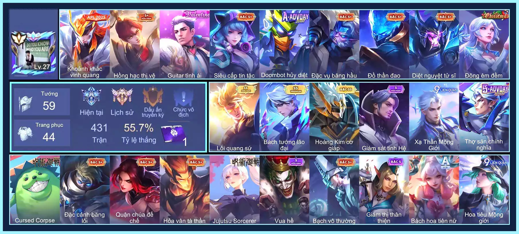 Rourke Bách Tướng Lão Đại, Bijan Hoàng kim cơ giáp, Nakroth Lôi Quang Sứ...