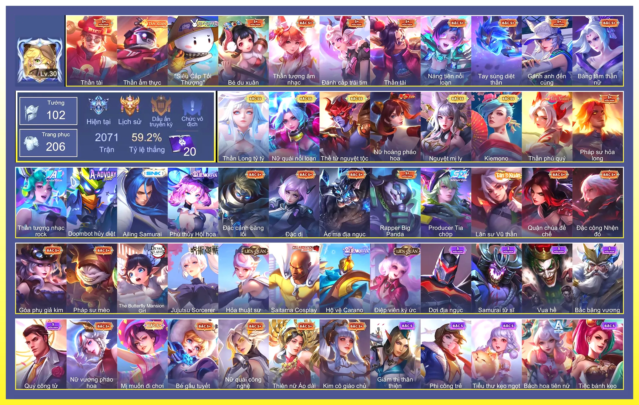 Violet Thần long tỷ tỷ, Butterfly Nữ Quái Nổi Loạn, Yorn Thế Tử Nguyệt Tộc, Liliana Nguyệt mị ly, Airi Kiemono…
