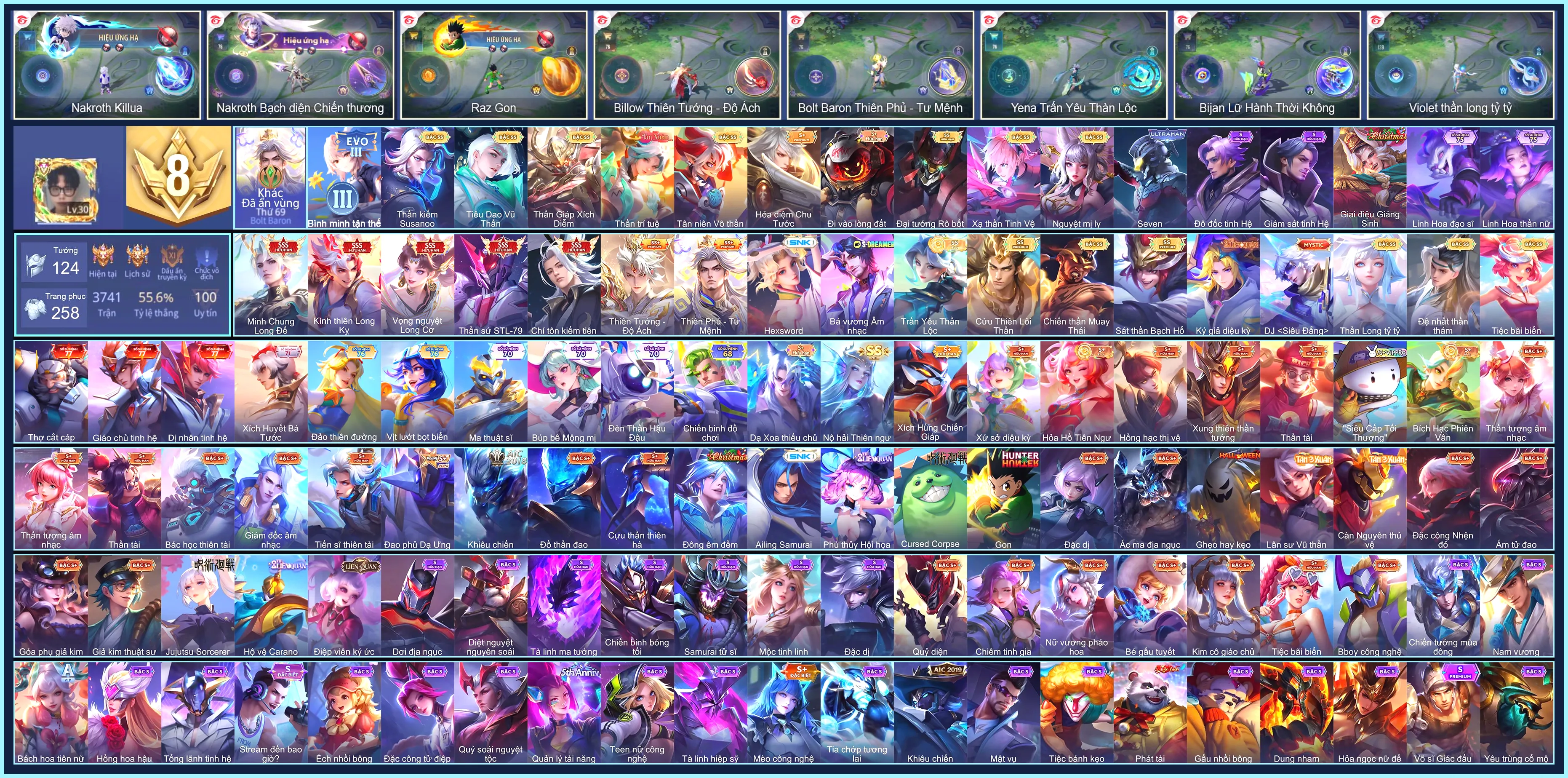Triệu Vân Minh Chung Long Đế, Violet Vọng nguyệt Long Cơ, Tulen Chí tôn kiếm tiên, Tulen Thần sứ ST.L-79, Bijan Kình thiên Long Kỵ...